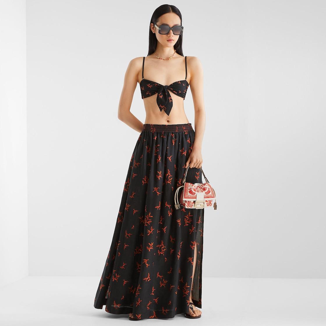 Bikini TopBlack Lycra® bikini top with coral print Product Image