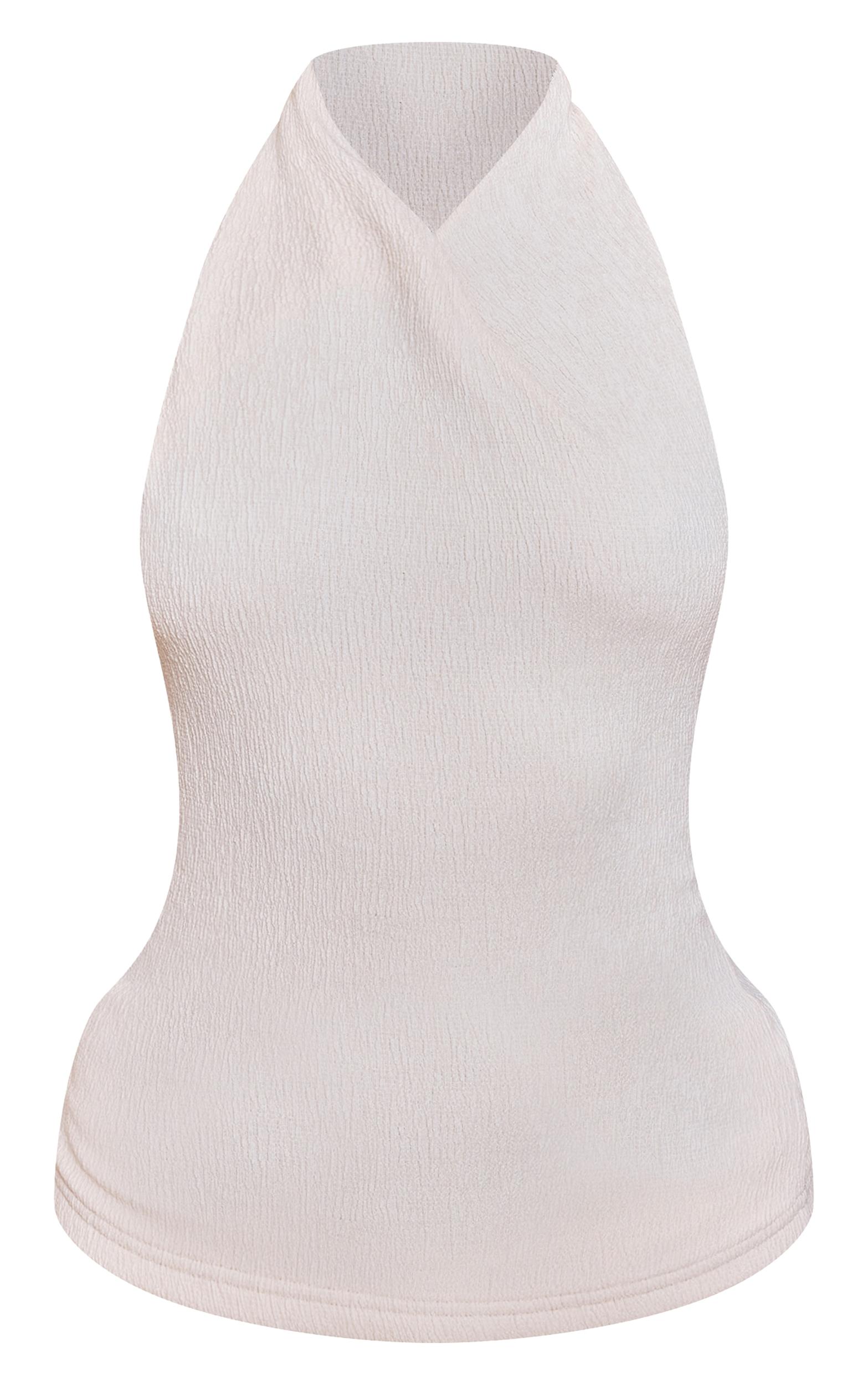 Cream Textured Twisted Halter Neck Long Top Product Image