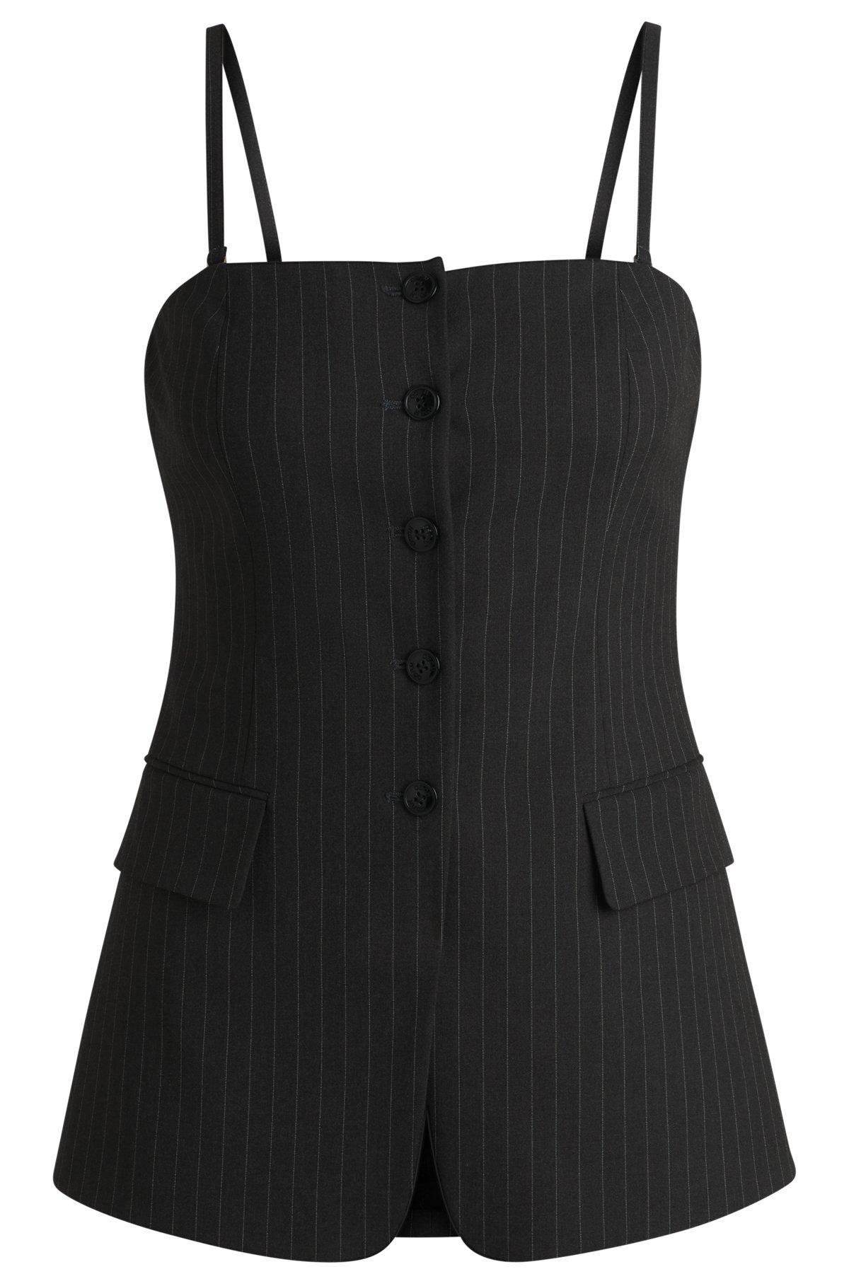 Regular-fit tailored vest in pinstripe stretch fabric Product Image