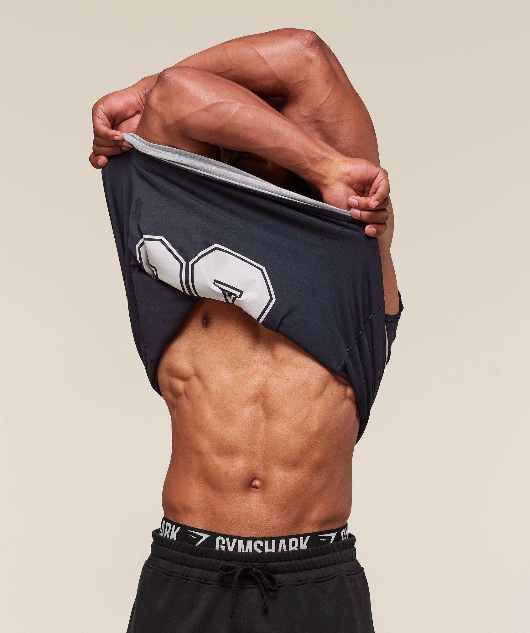 Gymshark GSLC 2in1 Reversible Tank - Light Grey Core Marl/Heavy Blue Male Product Image