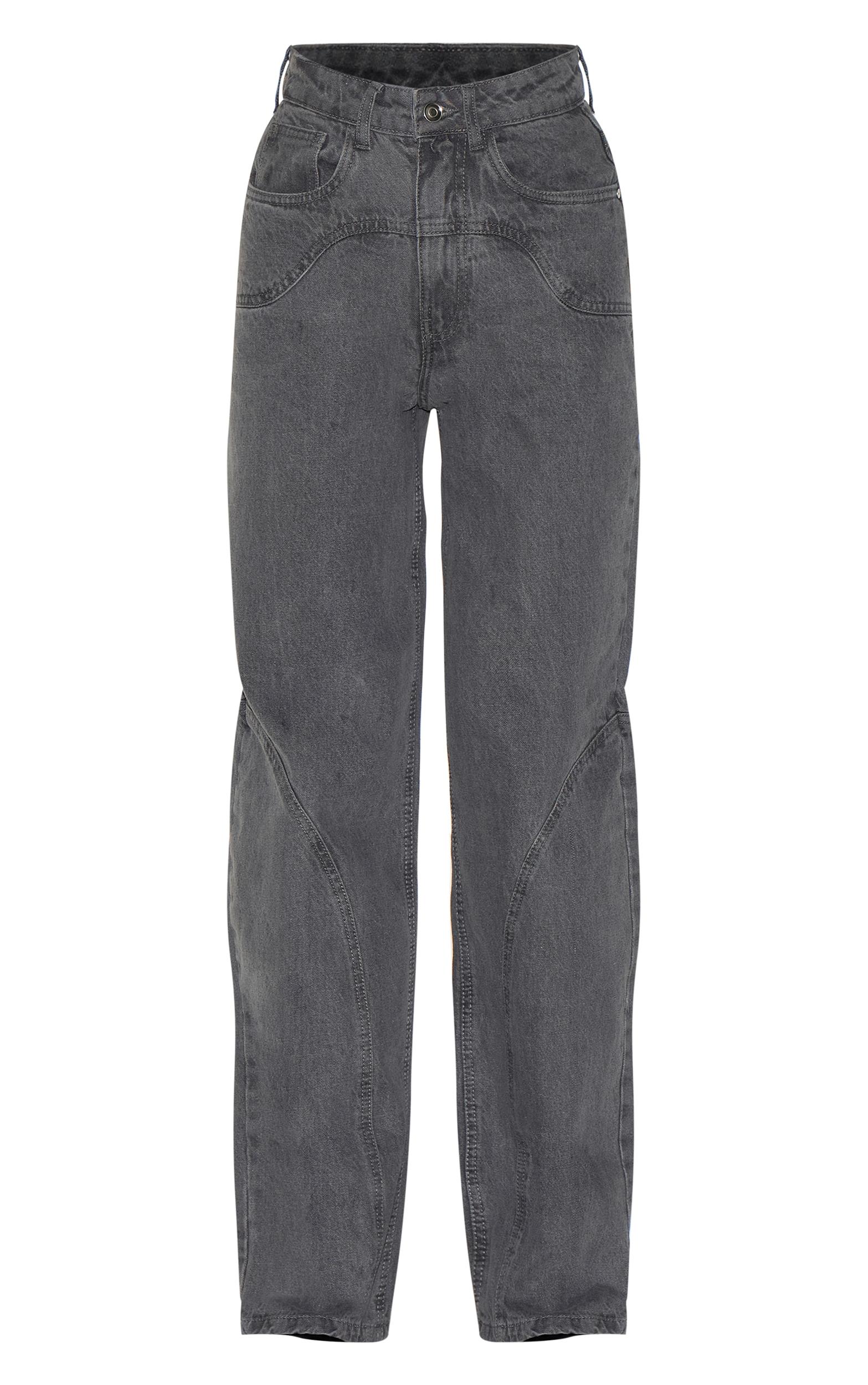 Grey High Waist Western Seam Detail Jeans Product Image