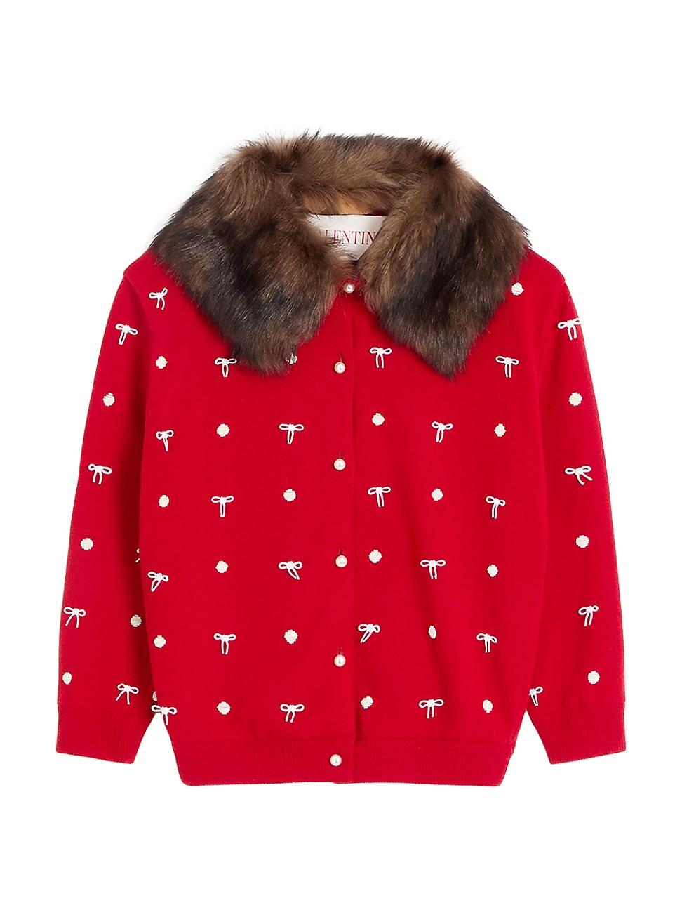 Womens Embroidered Wool Cardigan Product Image