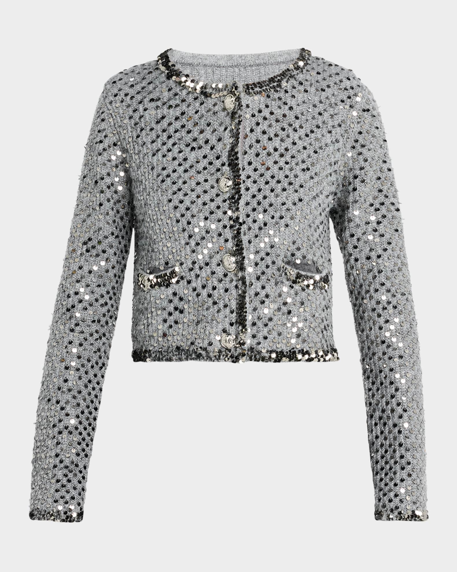 Benoit Cropped Sequin Knit Jacket Product Image