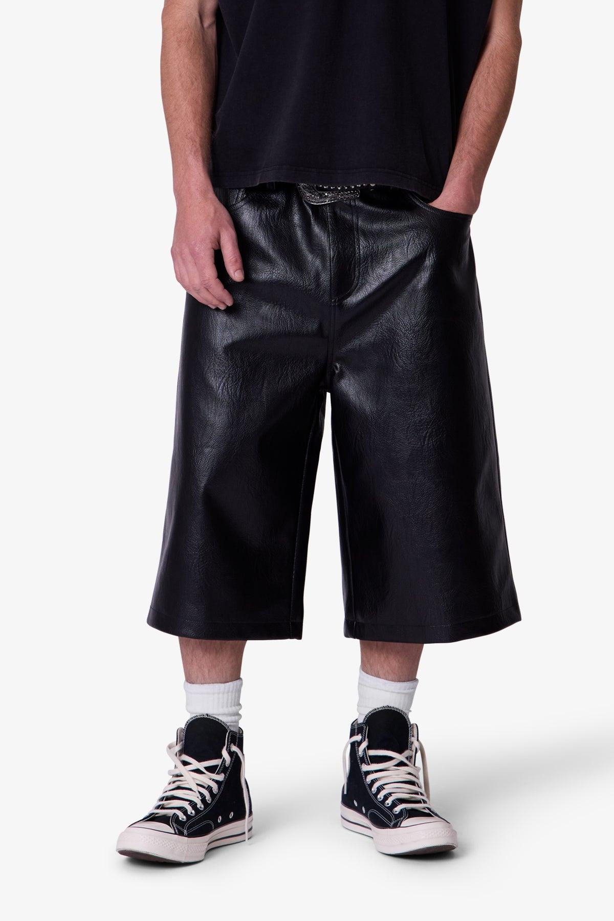 Ultra Baggy Leather Shorts - Black Product Image