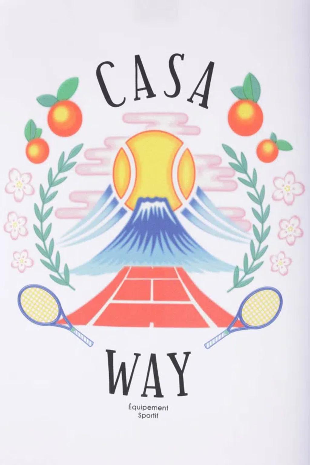 CASABLANCA T-shirt Girocollo Con Logo Sul Fronte In Cotone Bianca Uomo In Neutral Product Image