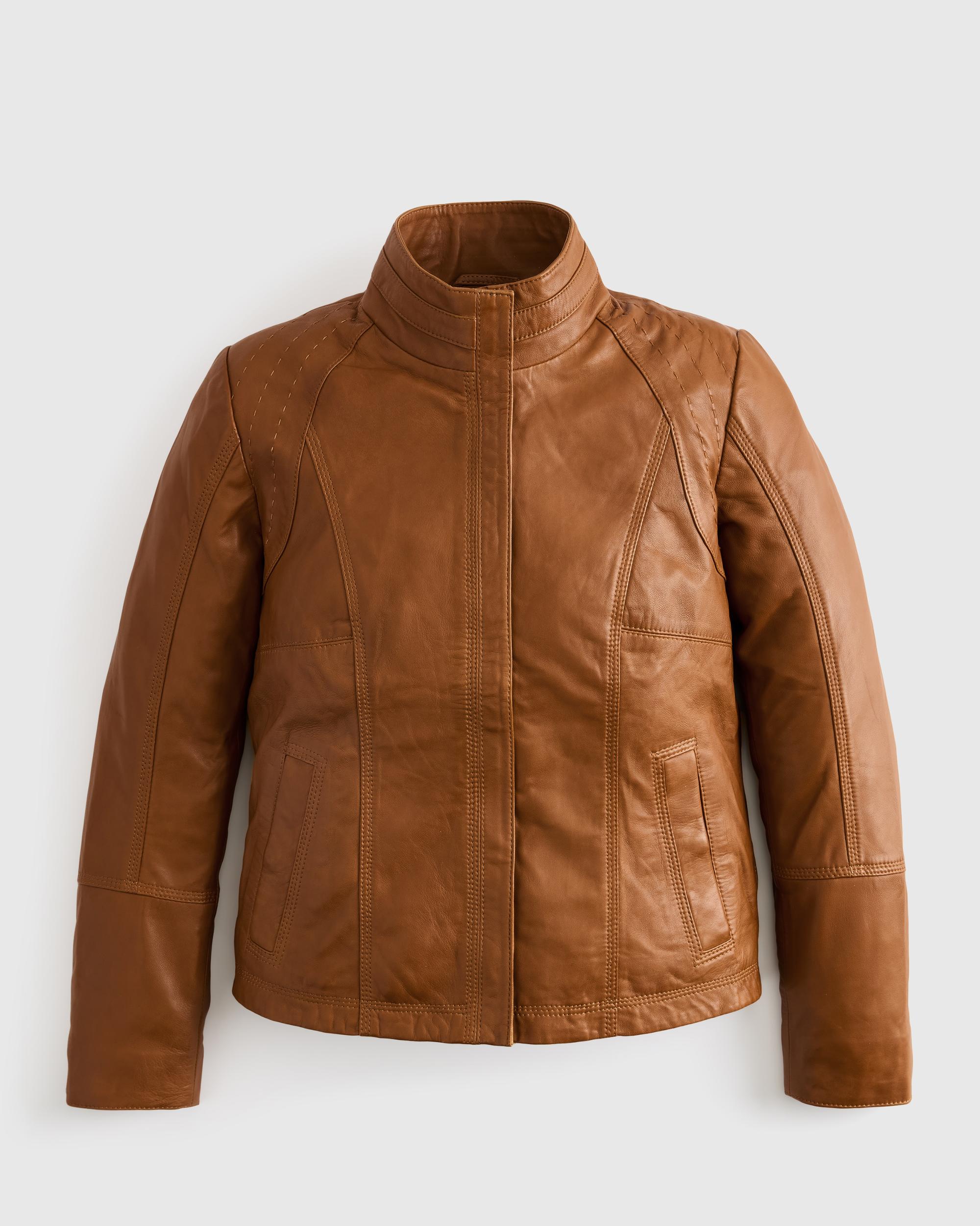 Quince | Women's Stand-Collar Jacket Size XS, Leather Product Image