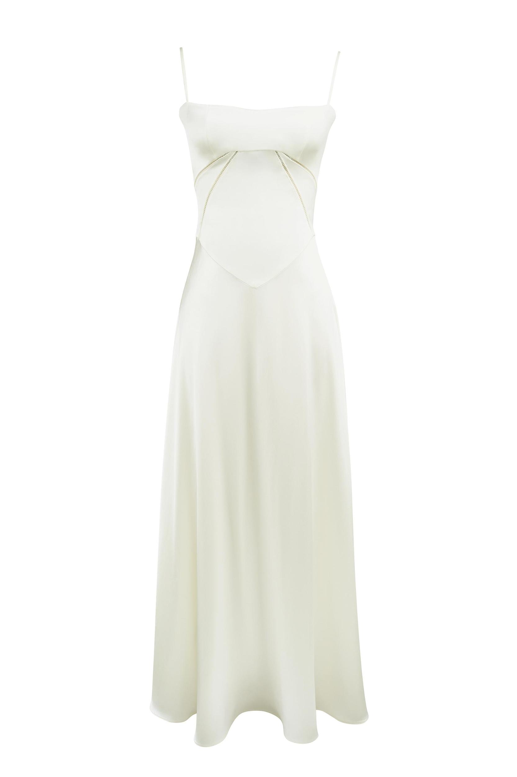 Anabella  ivory satin lace up maxi dress Product Image