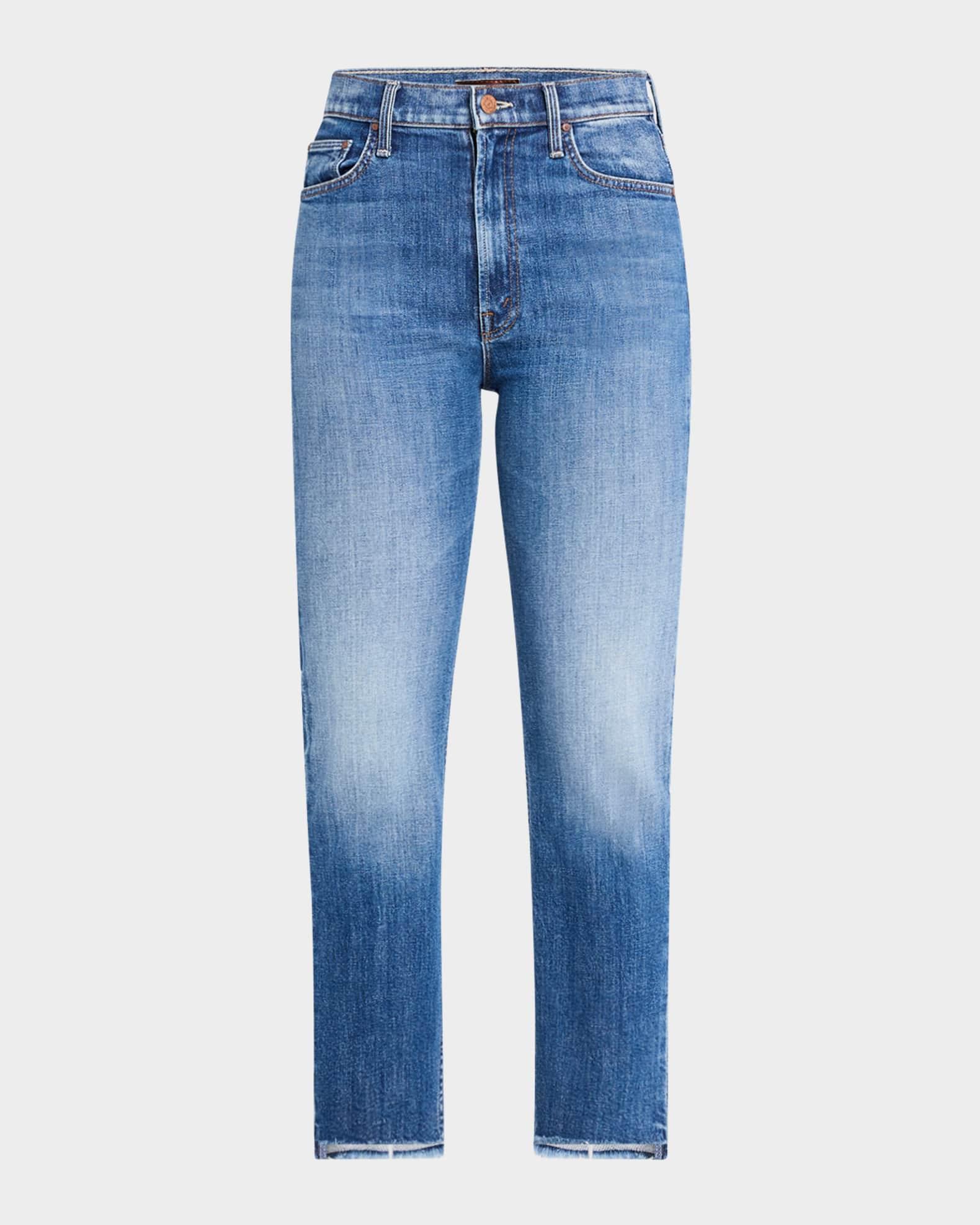 The High-Waist Rider Ankle Step Fray Jeans Product Image