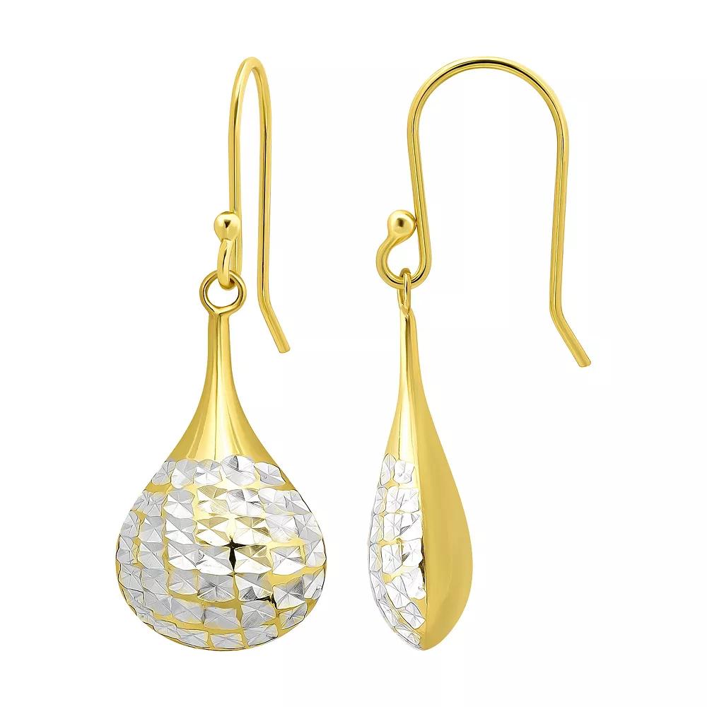 Aleure Precioso Gold Over Sterling Silver Textured Puff Teardrop Drop Earrings, Women's, Two Tone Product Image