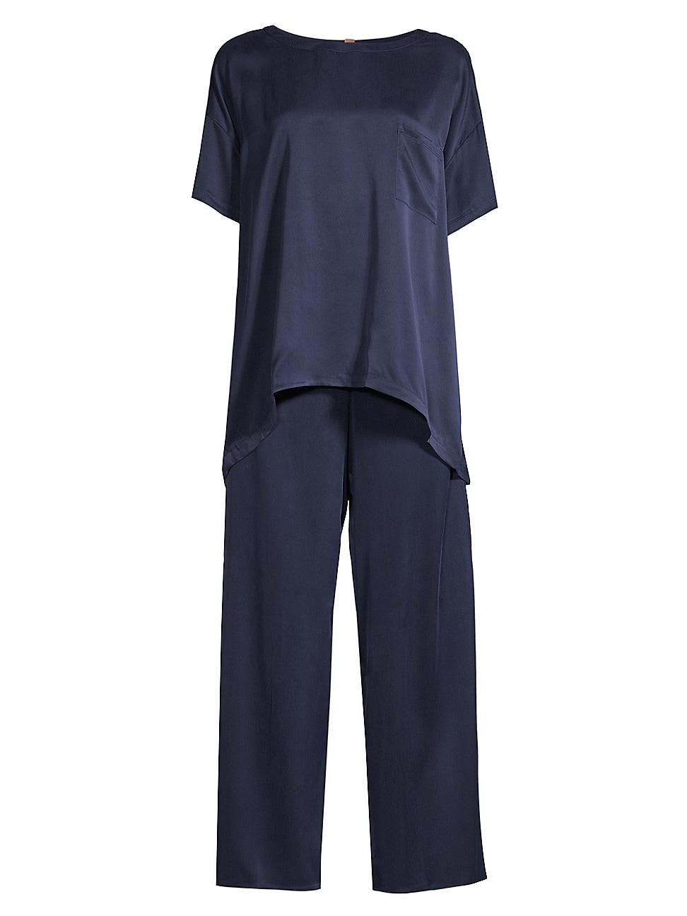 Womens Washable Silk T-Shirt & Pants Pajamas Product Image