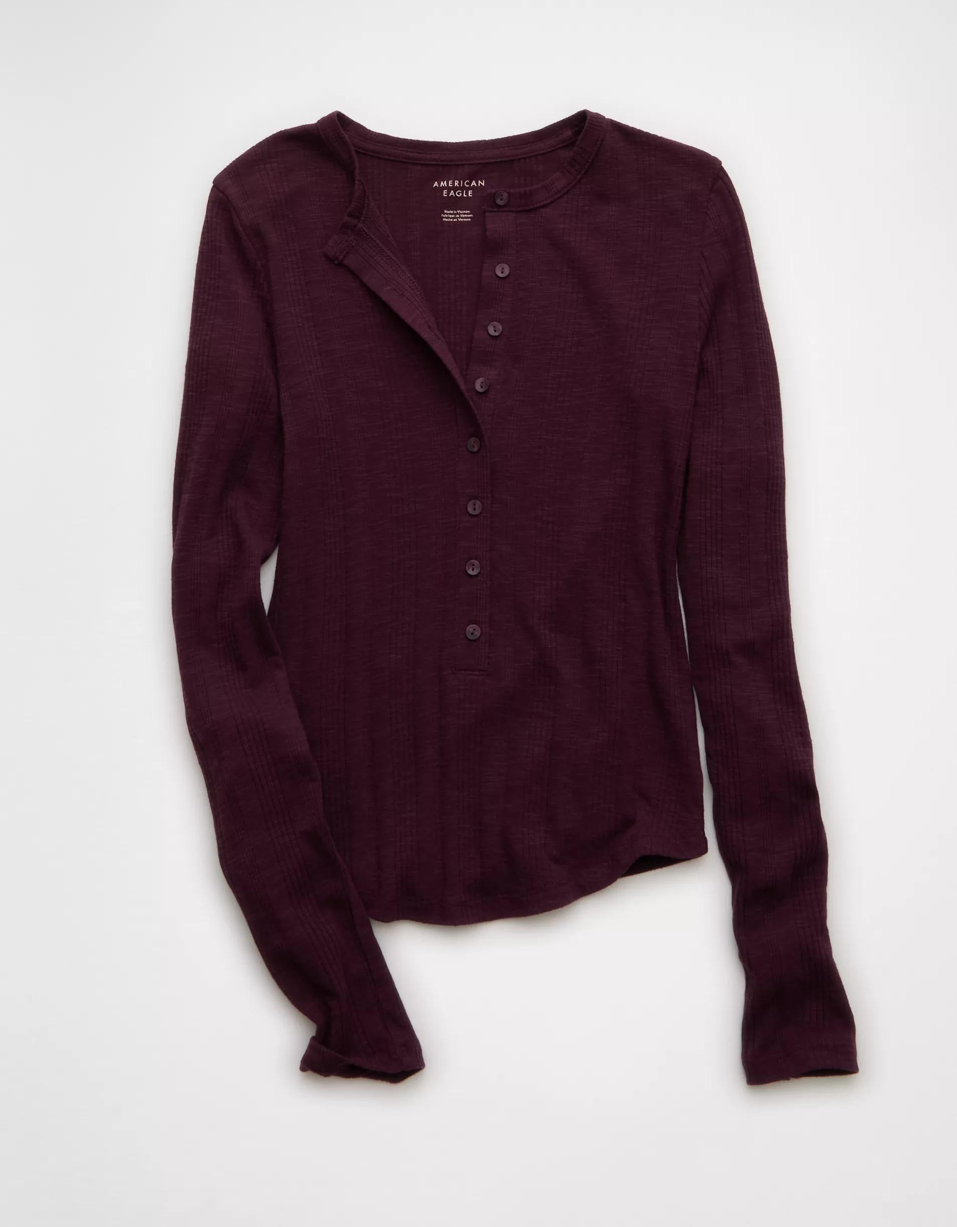 AE Long Sleeve Henley T-Shirt Product Image