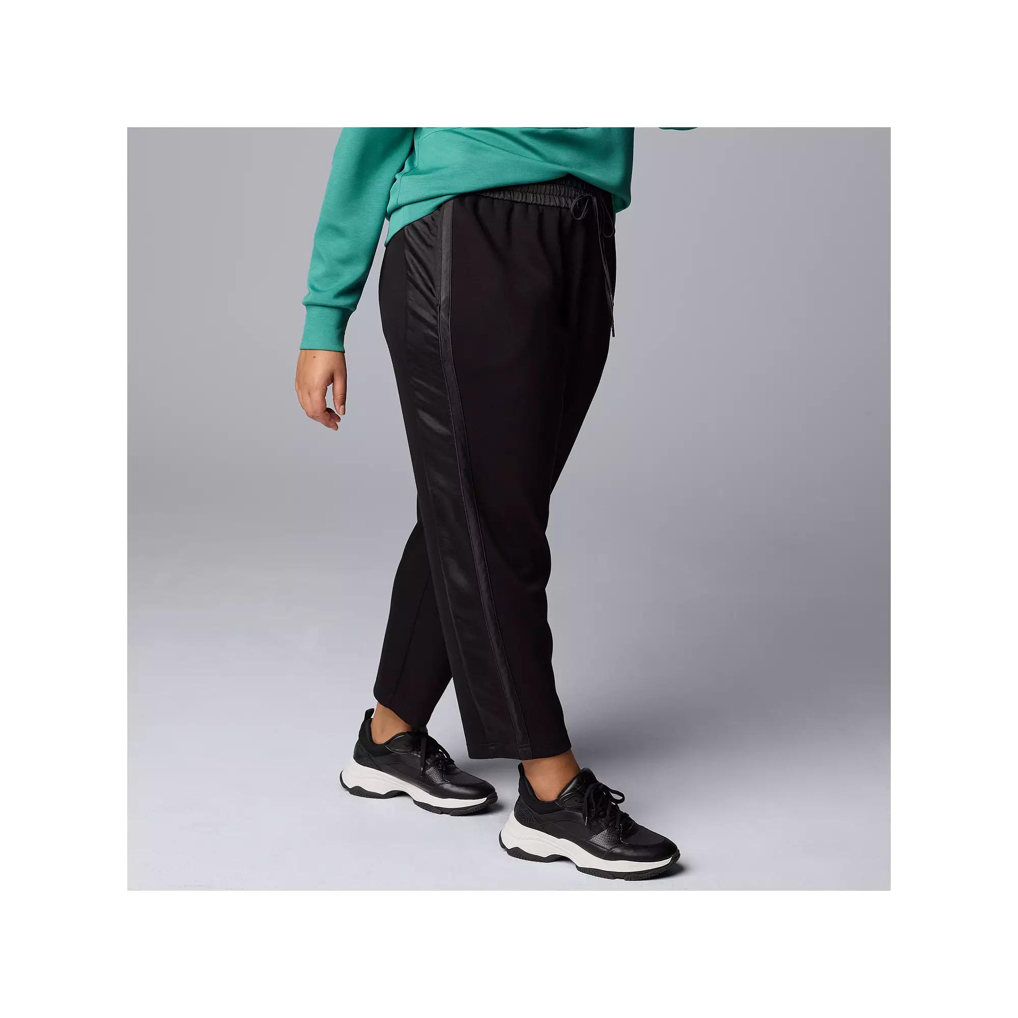 Plus Size Simply Vera Vera Wang Mixed Media Tapered Pants, Women's, Size: 0X, Black Product Image