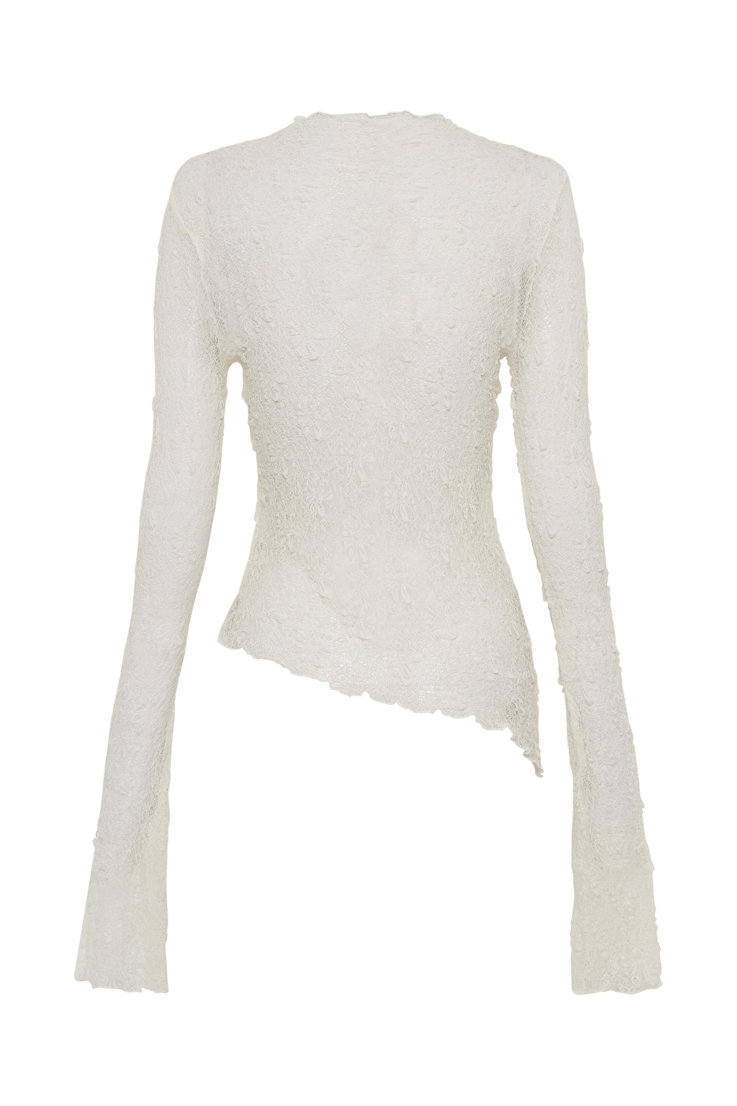 Riley Sheer Lace Long Sleeve Top - Ivory Product Image