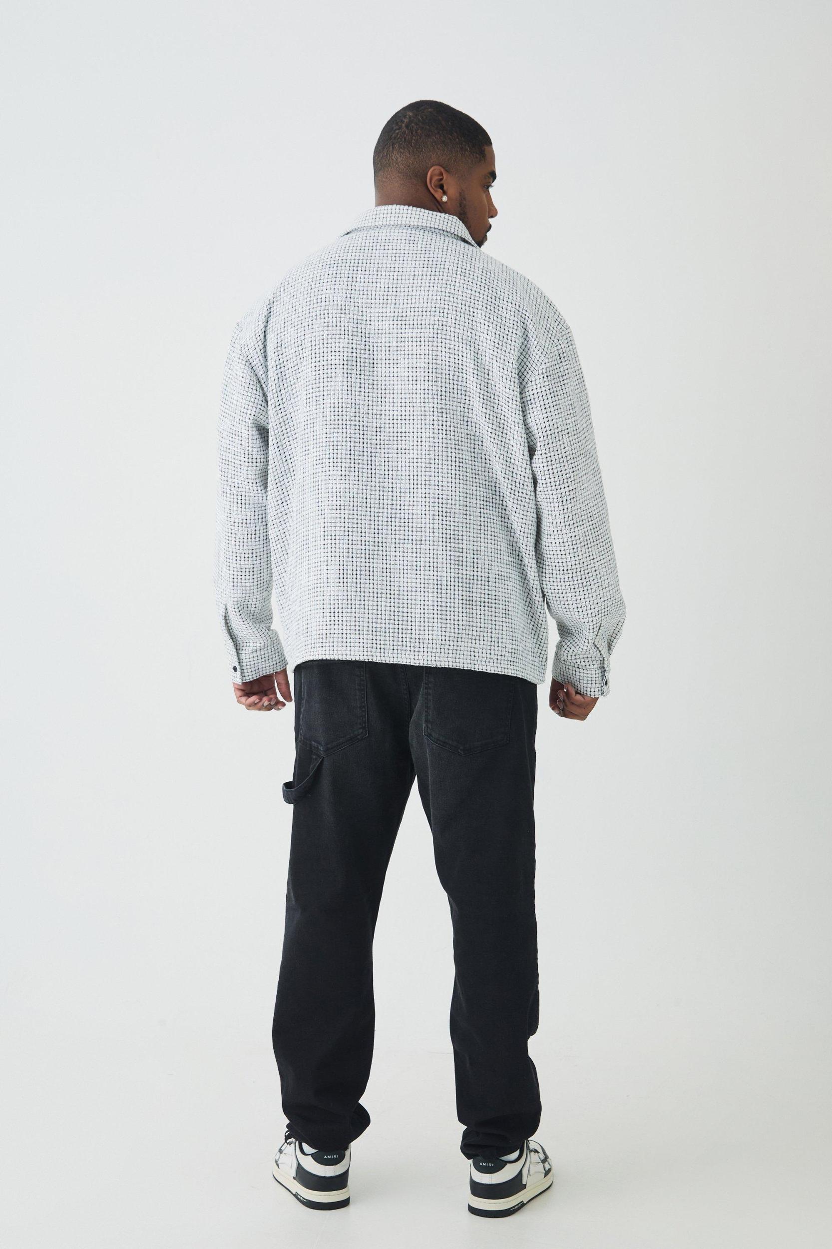 Plus Heavy Weight Boucle Shacket | boohooMAN USA Product Image