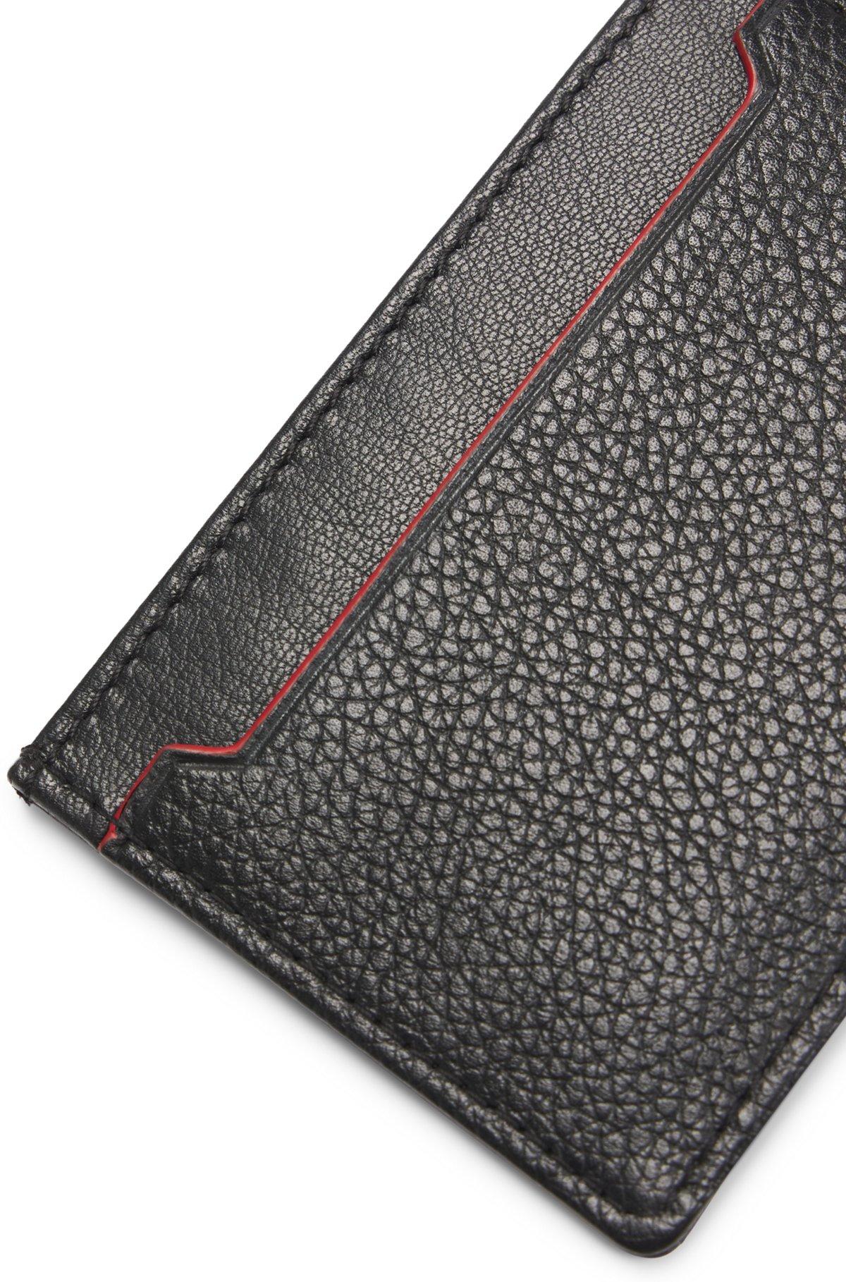 Grained-leather card holder with embossed logo Product Image
