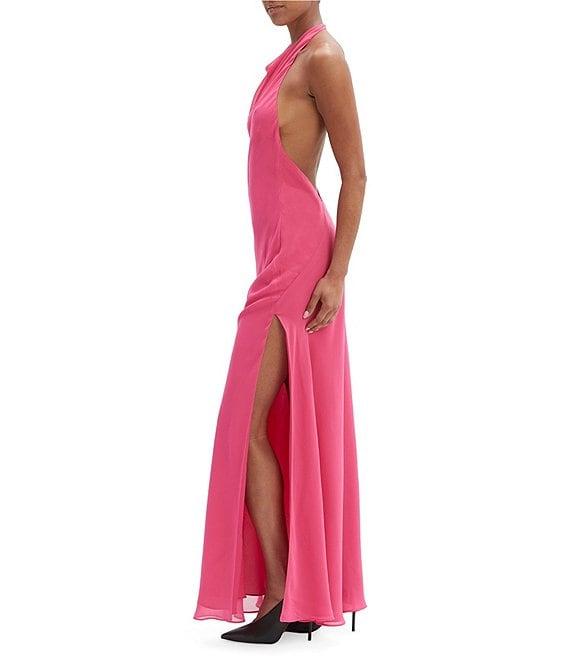 Bardot Similina Halter Neck Sleeveless Open Back Sheath Maxi Dress Product Image