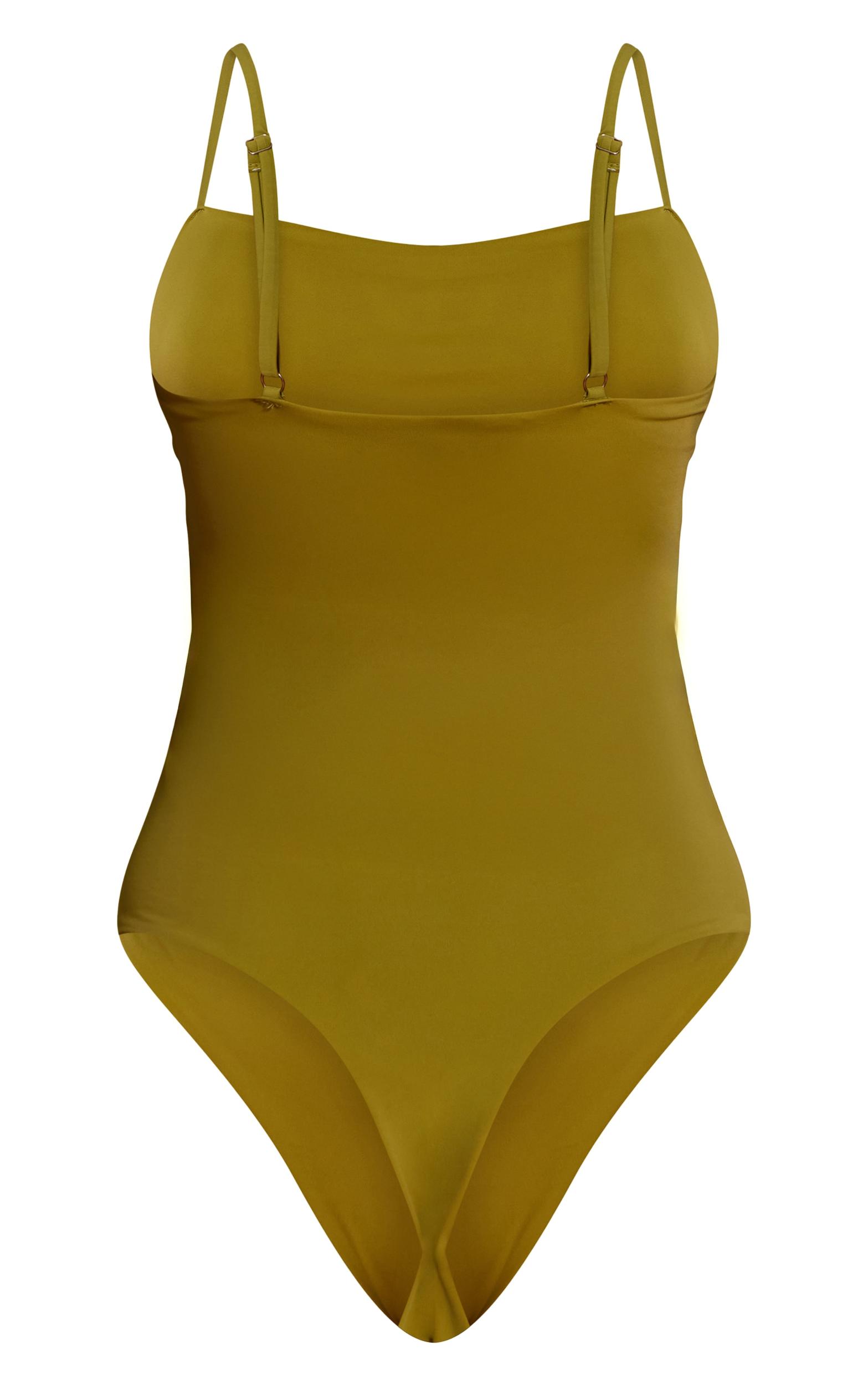 Olive Ruched Side Strappy Swimsuit Product Image