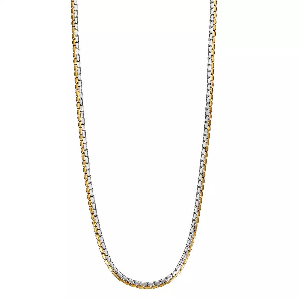 Men's Gold Tone Stainless Steel Flat Box Chain Necklace, Size: 24" Product Image