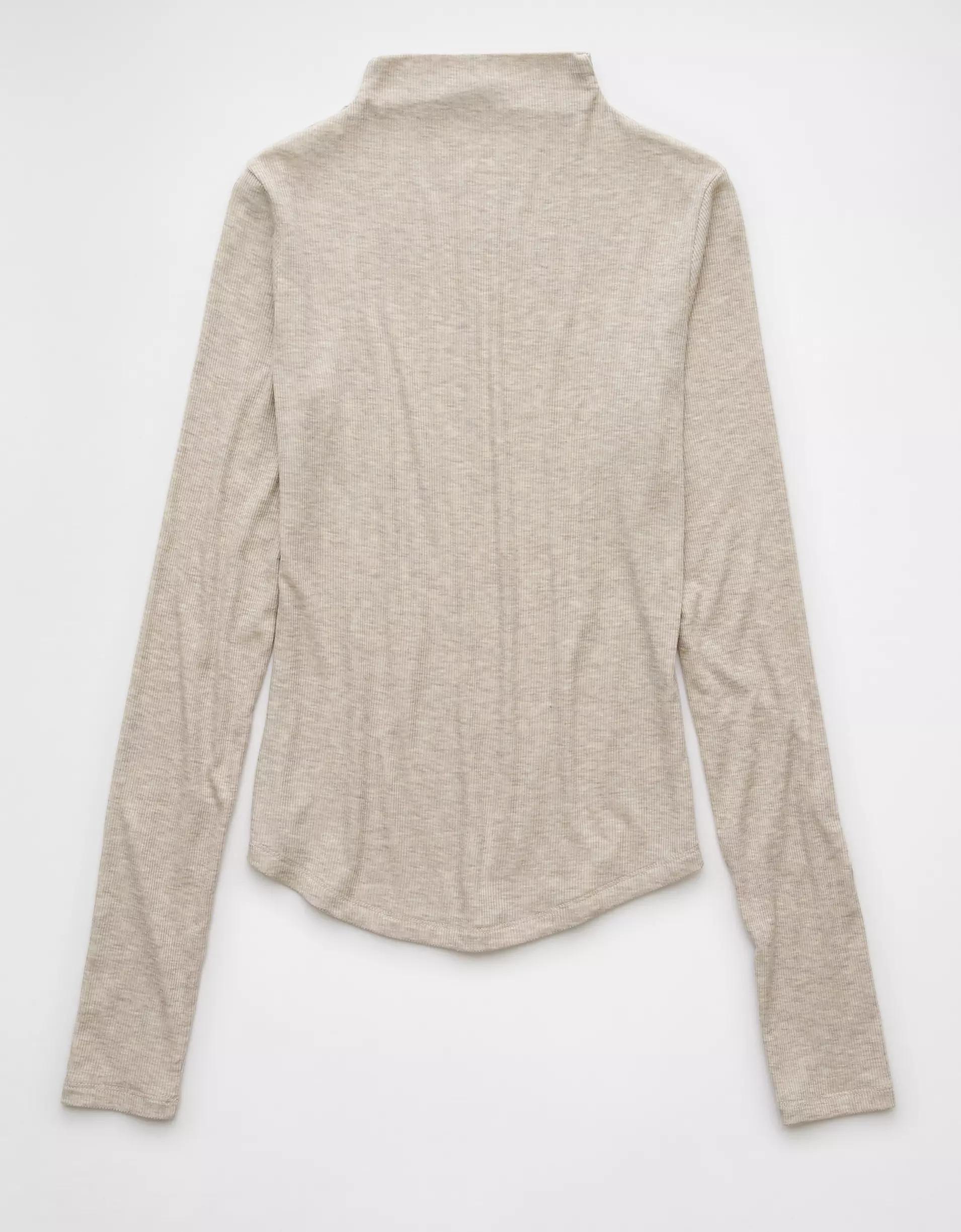 AE Soft & Sexy Long-Sleeve Mock Neck T-Shirt Product Image