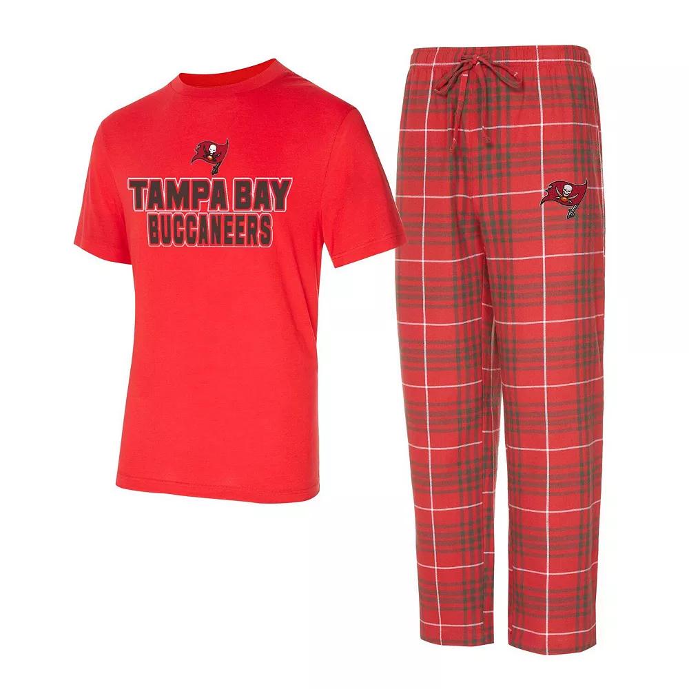 Men's Concepts Sport Red/Pewter Tampa Bay Buccaneers Vector T-Shirt & Flannel Pants Sleep Set,  Product Image