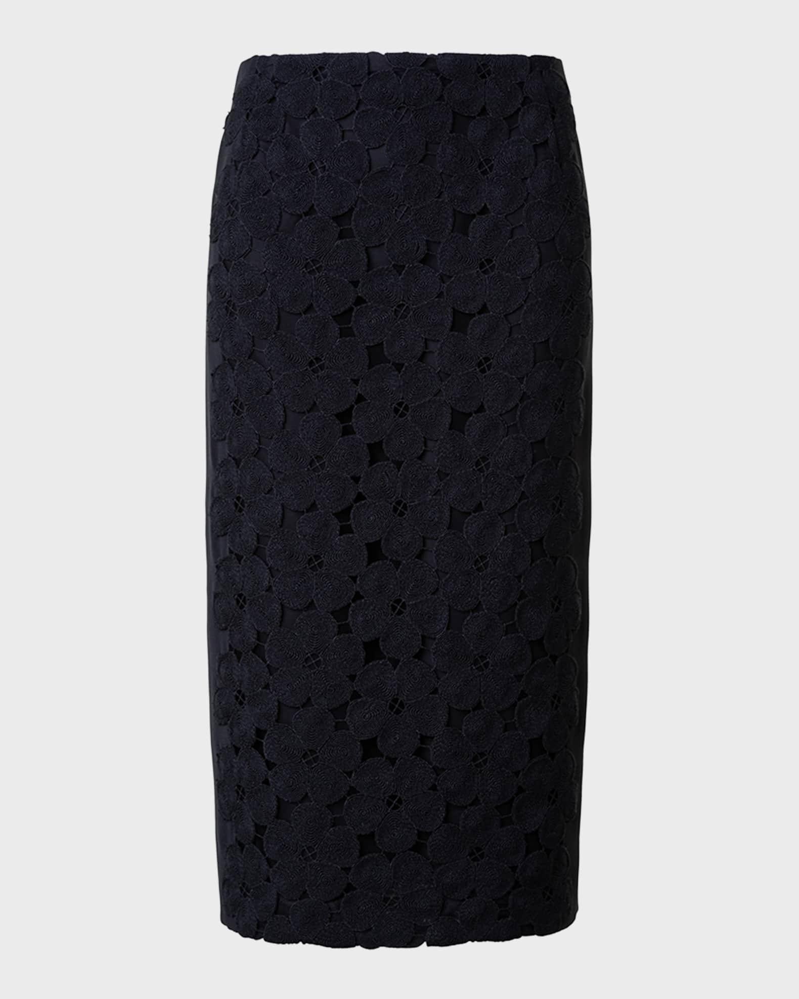 Anemone Embroidered Crepe Pencil Skirt Product Image