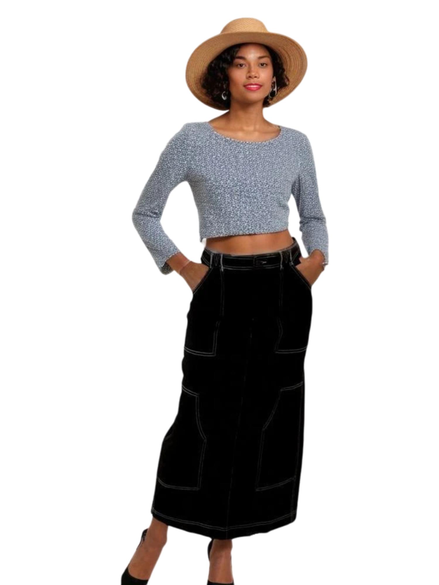 Pashmina Seamed Denim Skirt Product Image