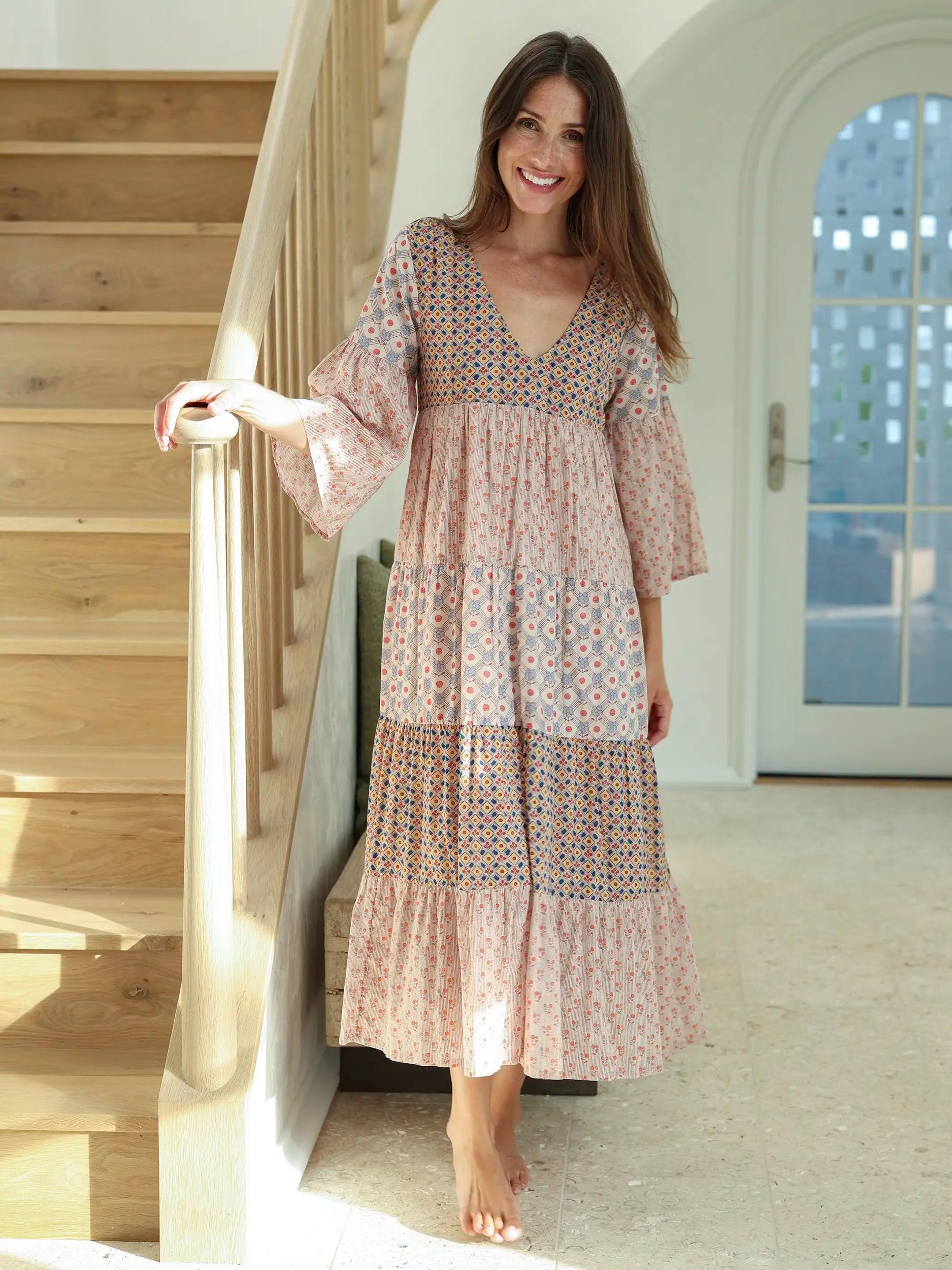 Charlotte Cotton Midi Dress - Wildflower Wonder Product Image