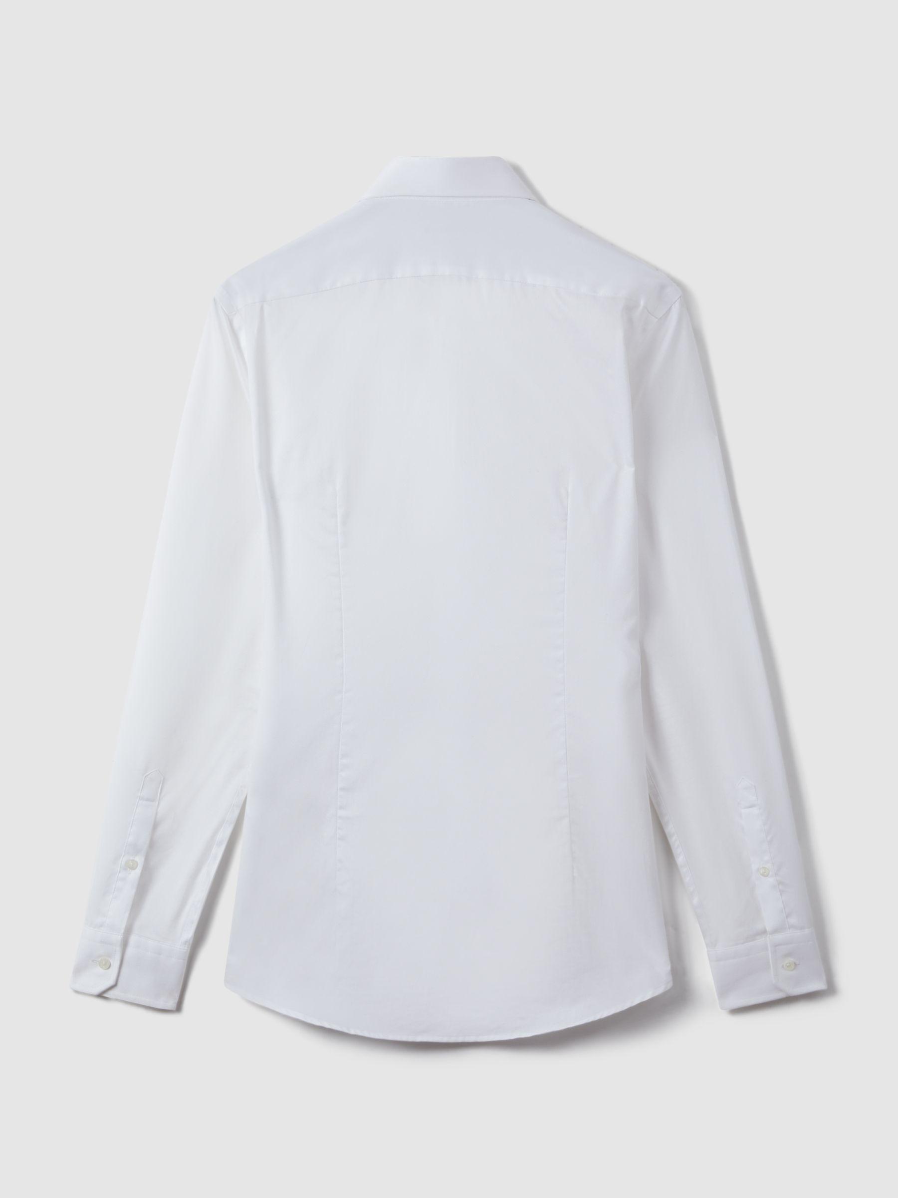 Slim Fit Two-Fold Cotton Shirt in White Product Image