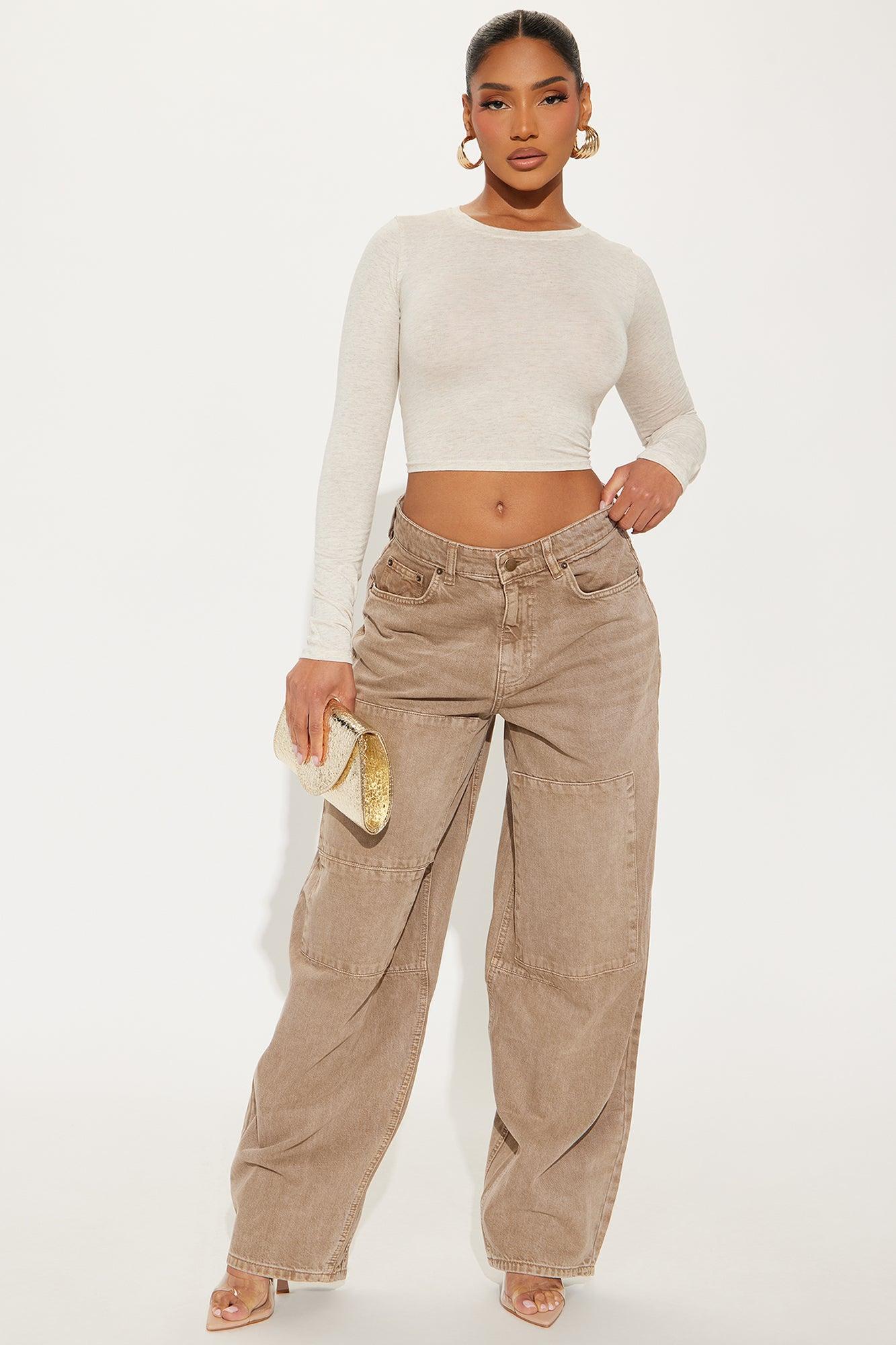 Sinead Baggy Taper Leg Jeans - Mocha Product Image