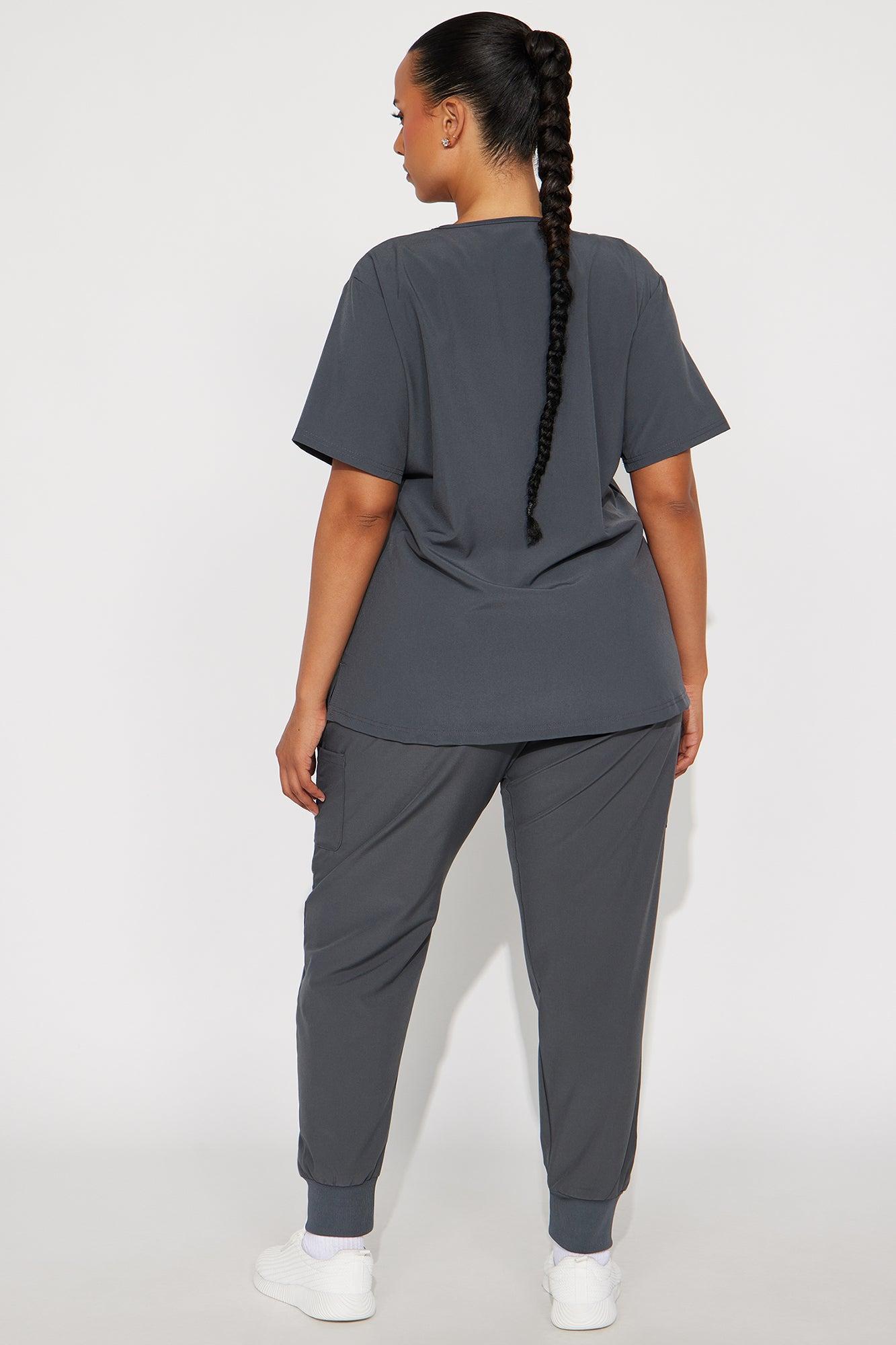 Daily Clock In 4 Way Stretch Uniform Scrub Jogger Set - Charcoal Female Product Image