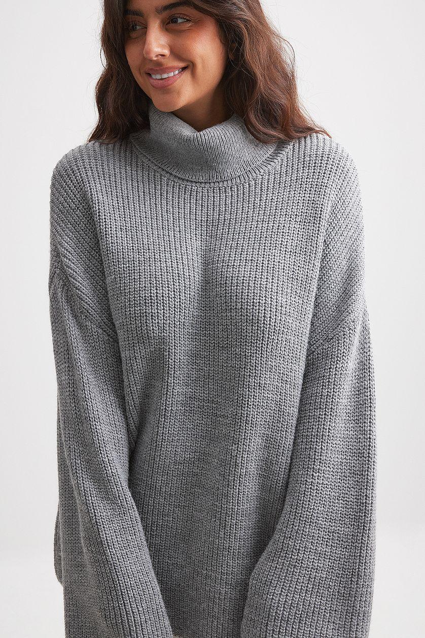 Long Turtle Neck Knitted Sweater Product Image