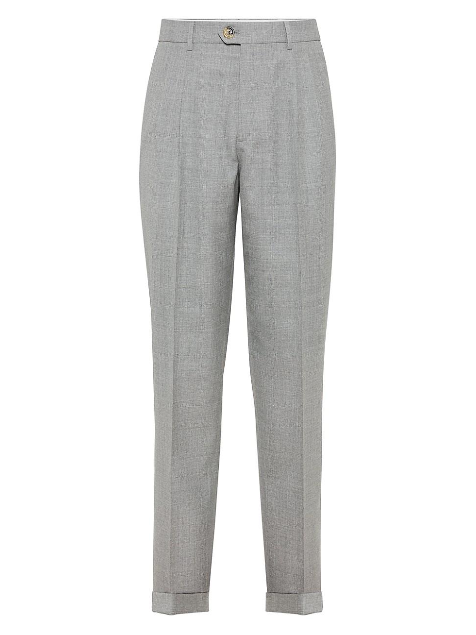 Mens Virgin Wool Fresco Leisure Fit Trousers with Double Pleats Product Image