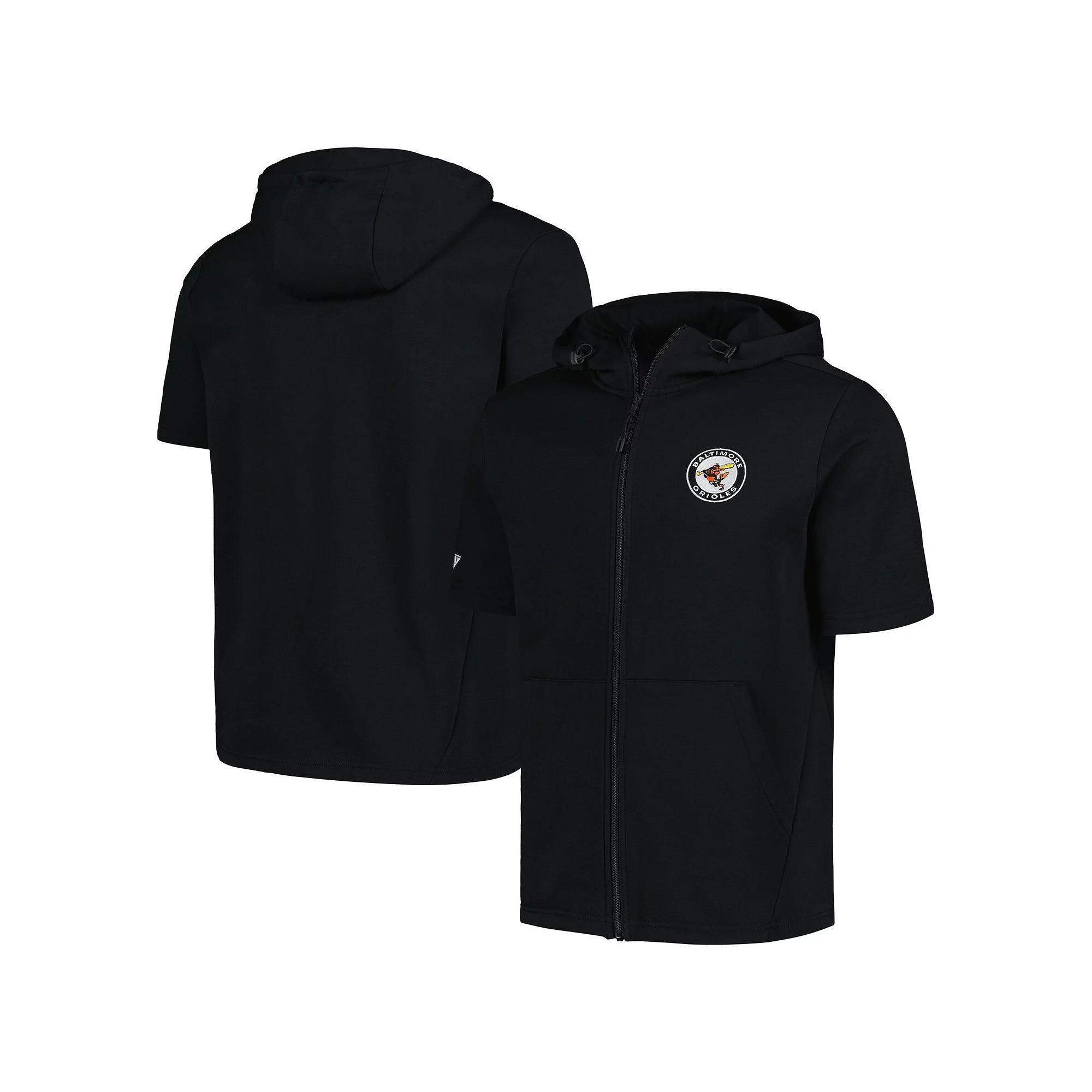 Men's Levelwear Black Baltimore Orioles Recruit Short Sleeve Full-Zip Hoodie,  Product Image