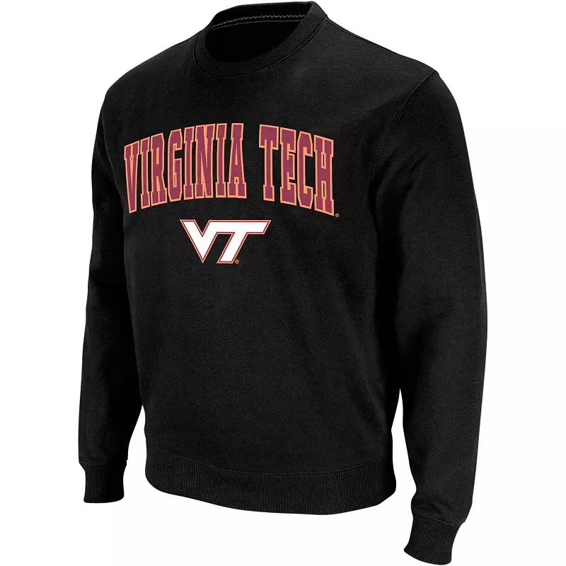 Men's Colosseum Black Virginia Tech Hokies Arch & Logo Crew Neck Sweatshirt,  Product Image