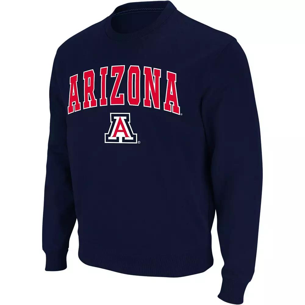 Men's Colosseum Navy Arizona Wildcats Arch & Logo Crew Neck Sweatshirt,  Product Image