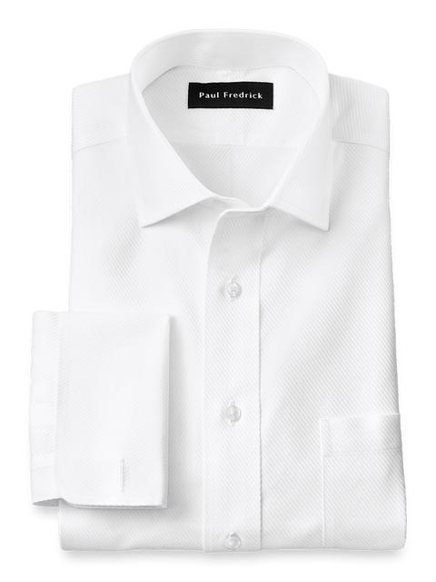 Non-Iron Cotton Twill Spread Collar French Cuff Dress Shirt - White Product Image