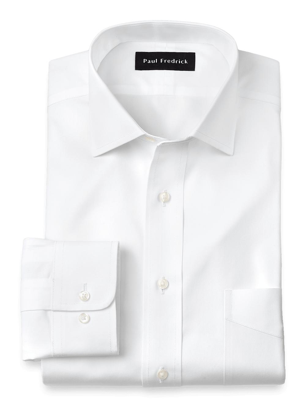 Non-Iron Cotton Pinpoint Solid Spread Collar Dress Shirt - White Product Image