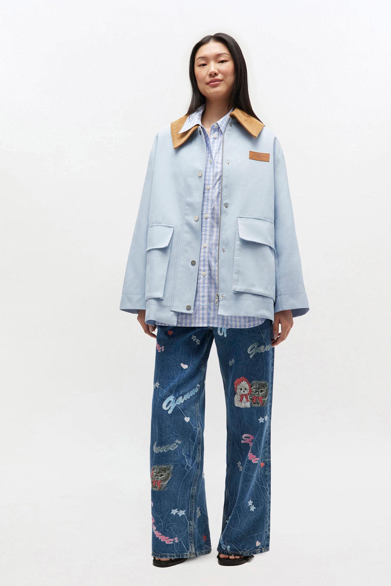 Blue Twill Midi Jacket Product Image