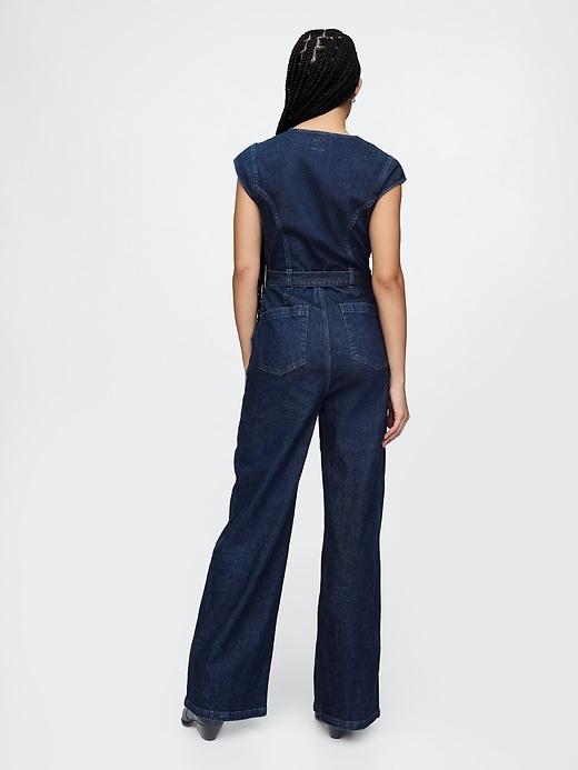 Belted Denim Jumpsuit Product Image
