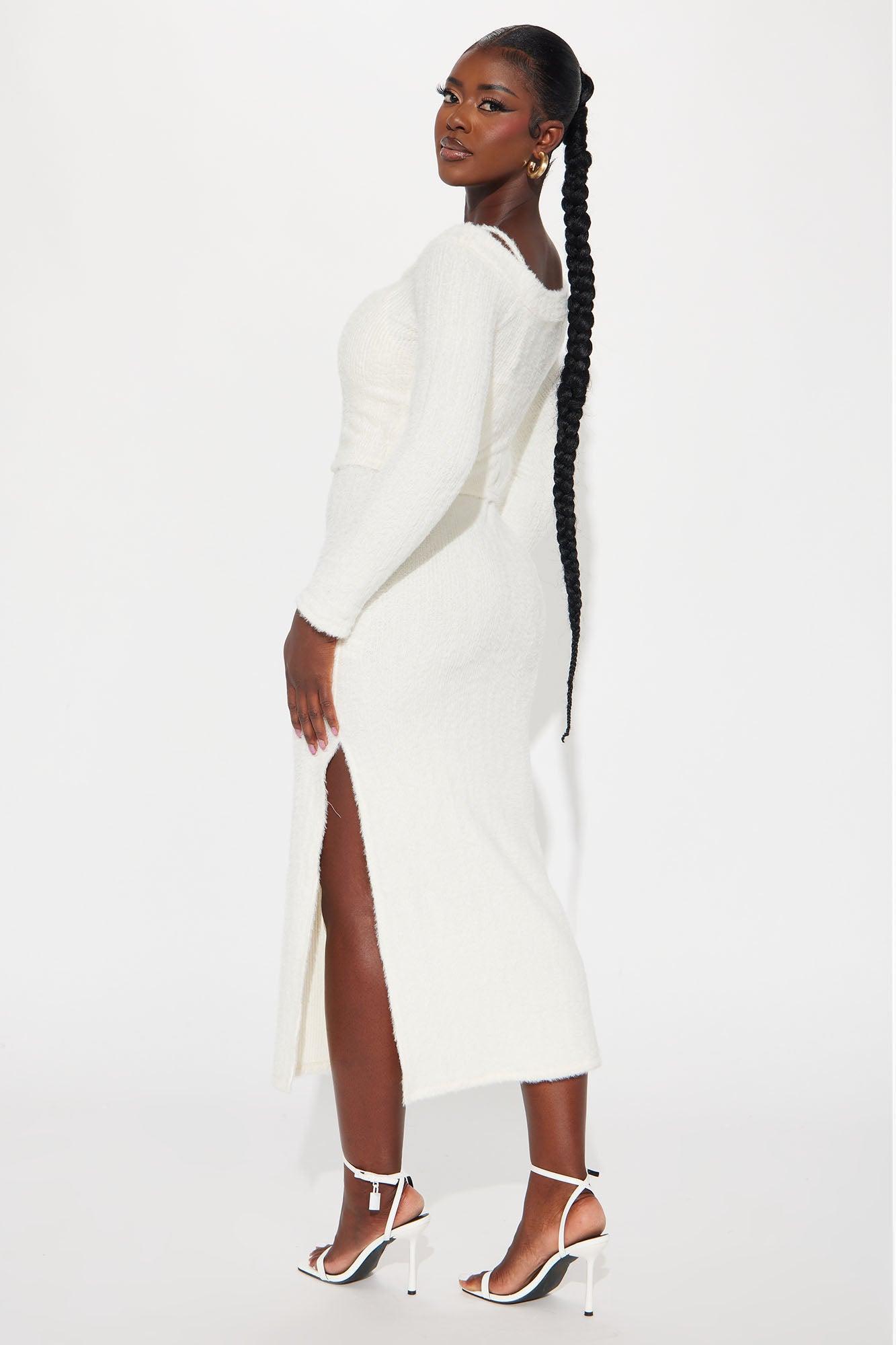 Fuzzy Feels Maxi Dress Set - Cream Product Image