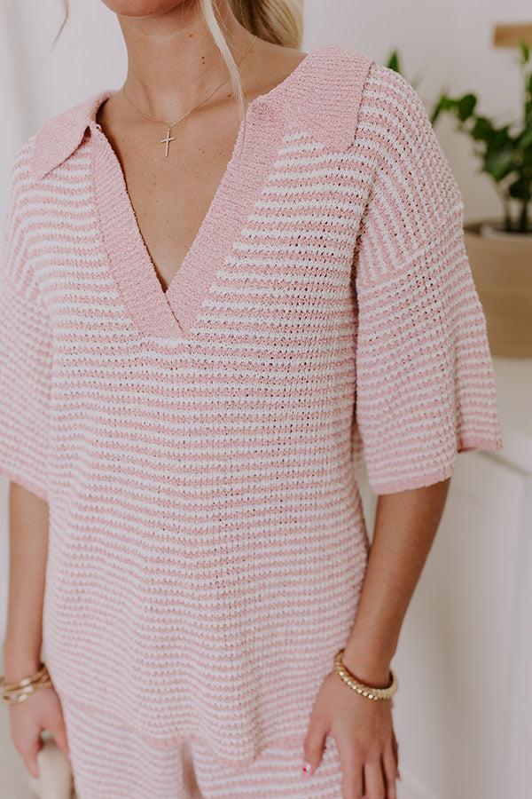 Lake Days Stripe Knit Top in Blush Product Image