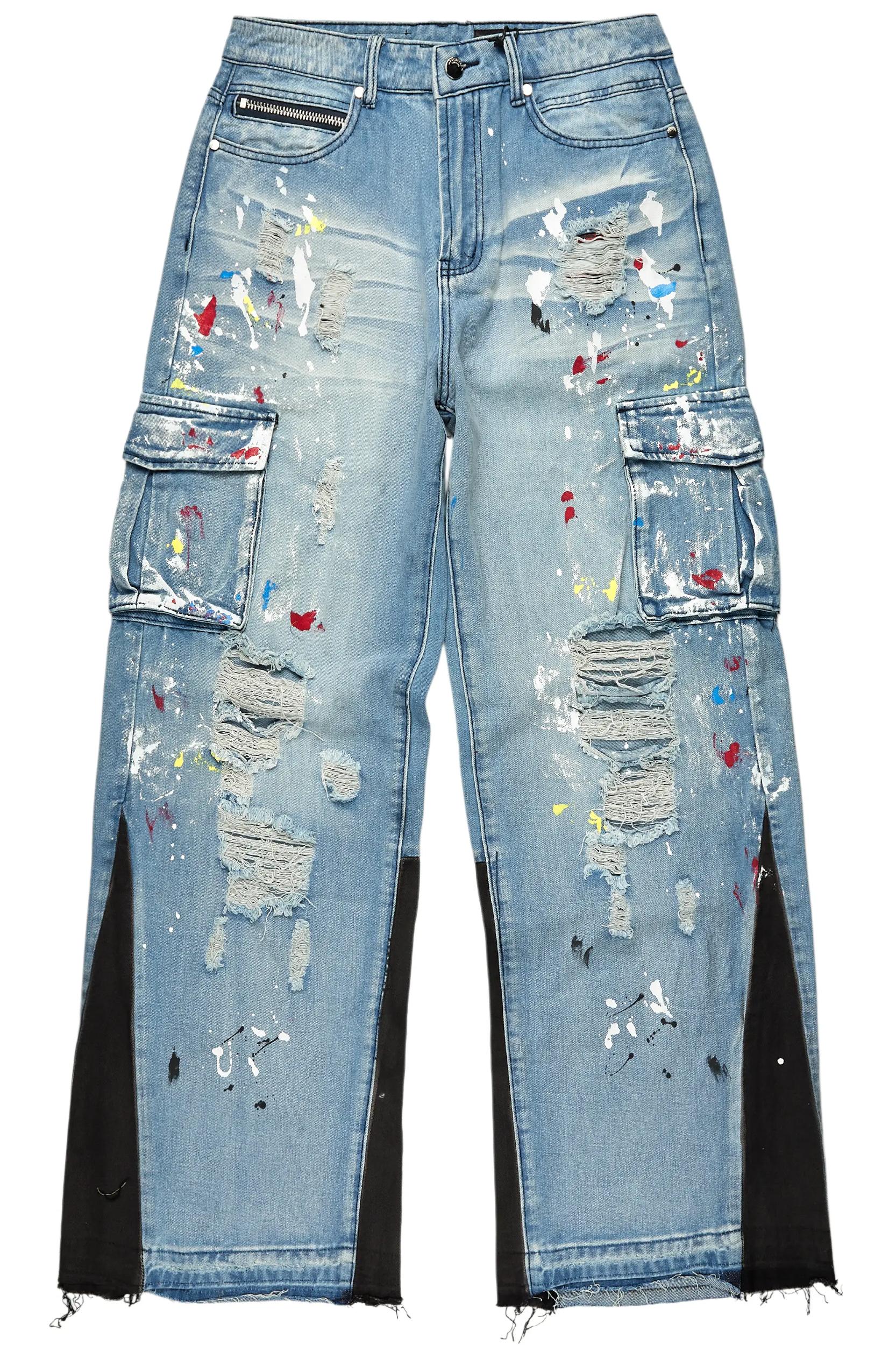 Dru Blue Painter Baggy Cargo Jean Male Product Image