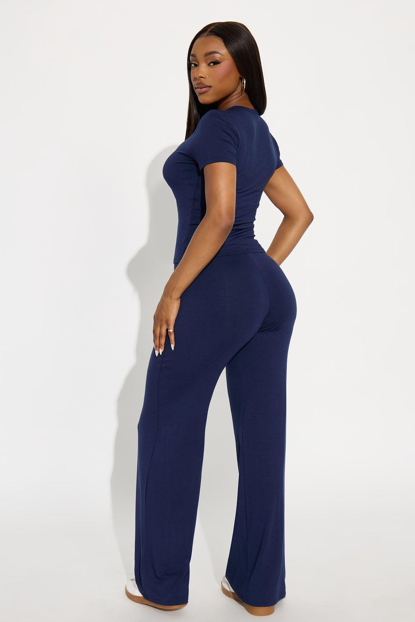In My Best Mood Low Rise Pant Set - Navy Product Image