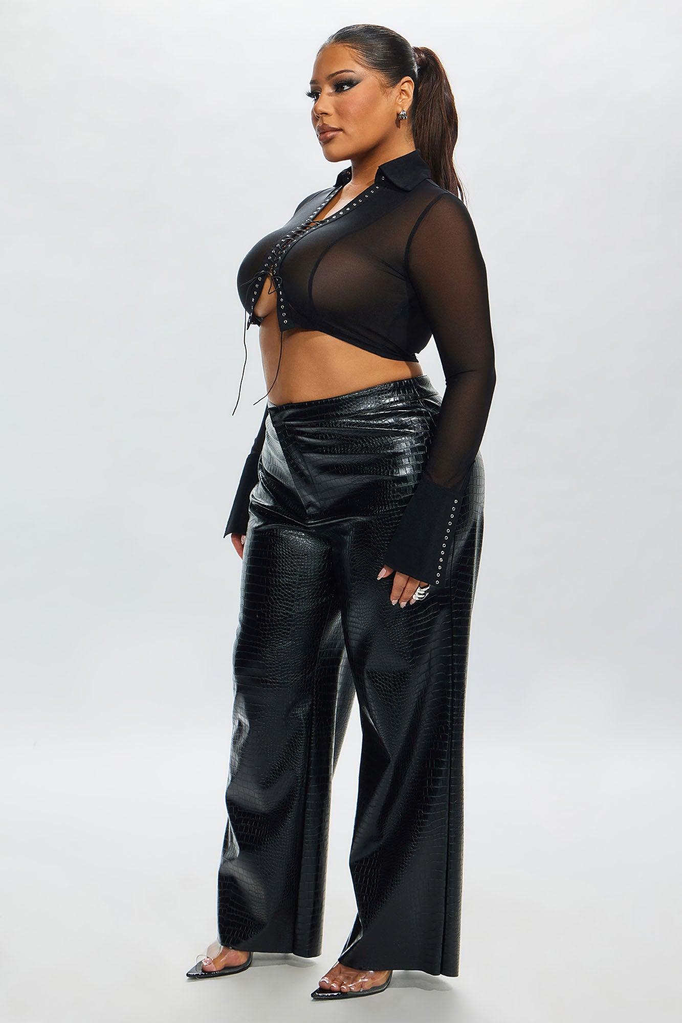 Genevieve Faux Leather Pant - Black Product Image
