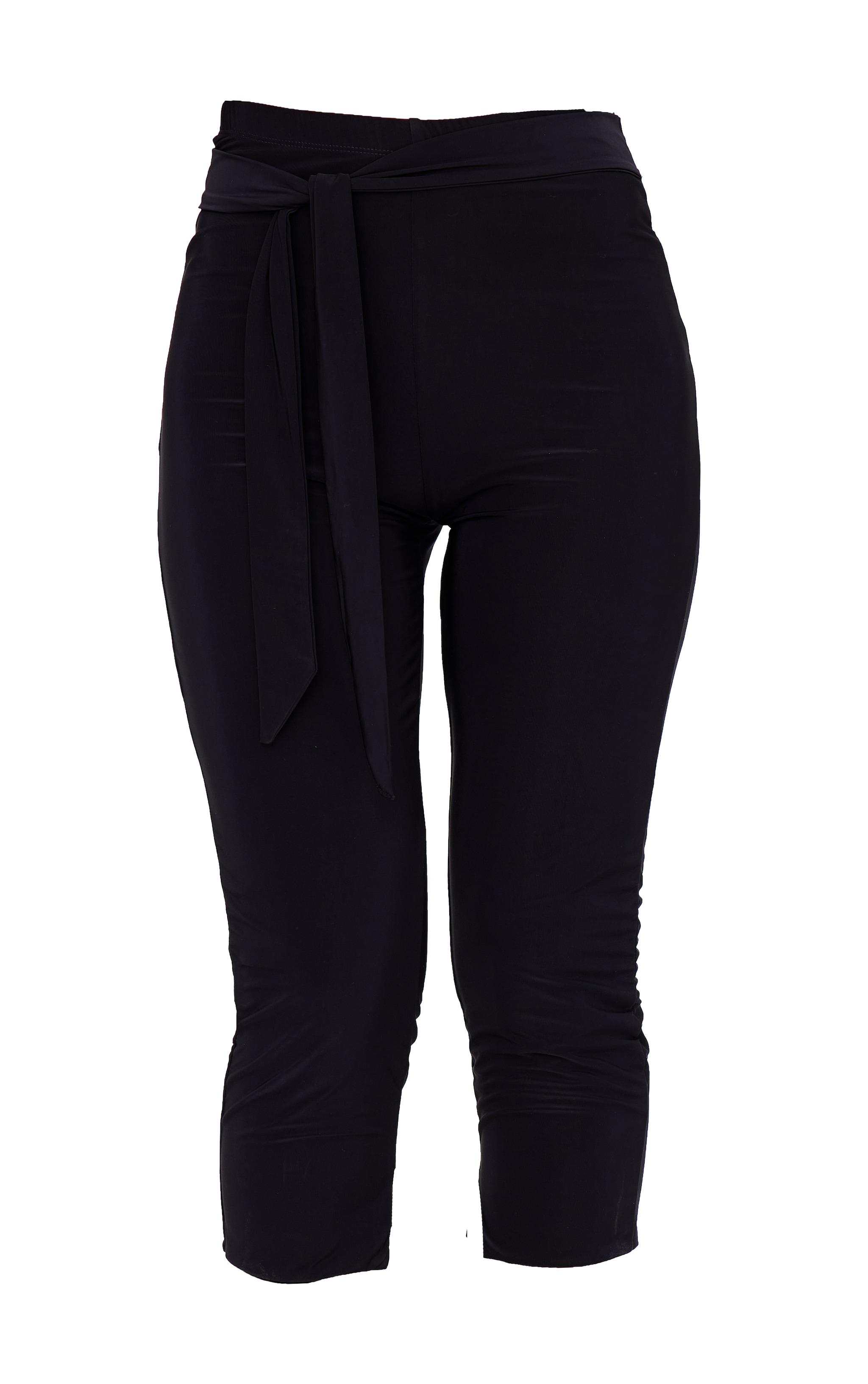 Black Double Layer Wrap Waist Capri Leggings Product Image