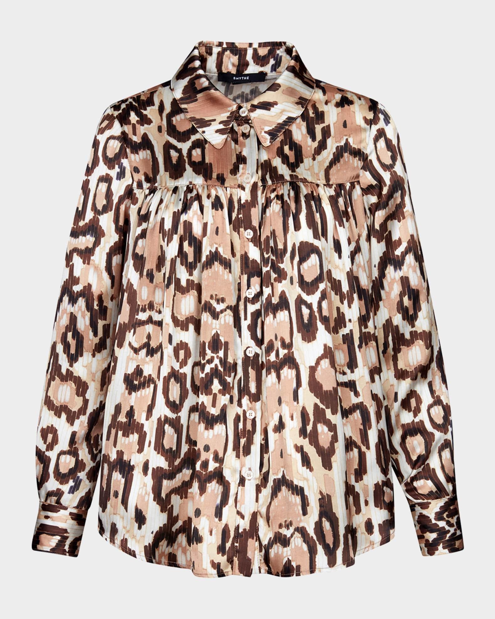 Abstract Leopard Classic Shirred Blouse Product Image