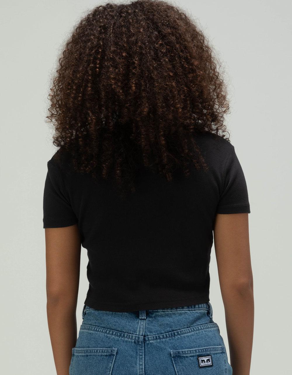OBEY Star Womens Fitted Crop Tee - BLACK Product Image