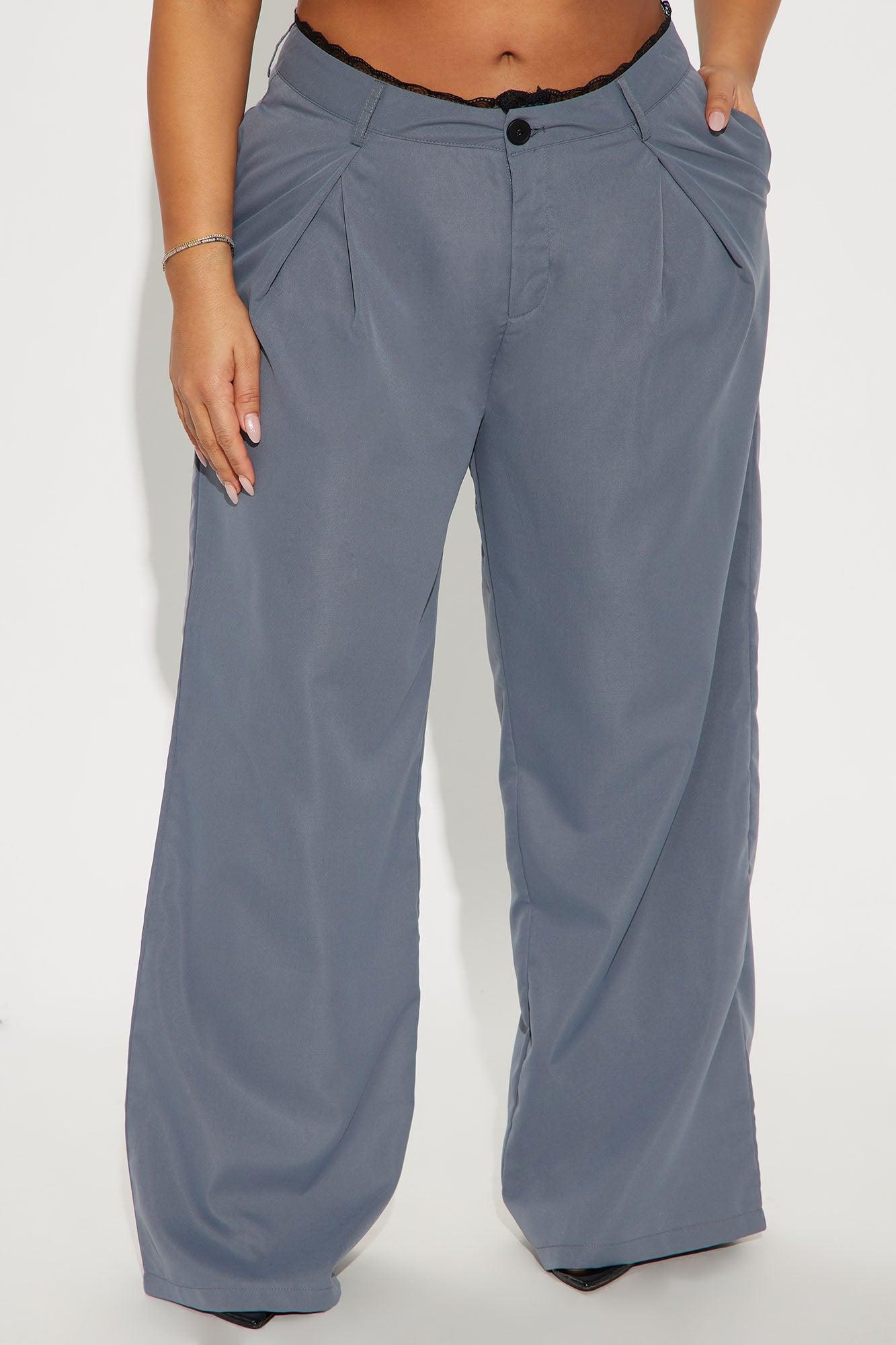 To My Heart Lace Trim Trouser Pant - Charcoal Product Image