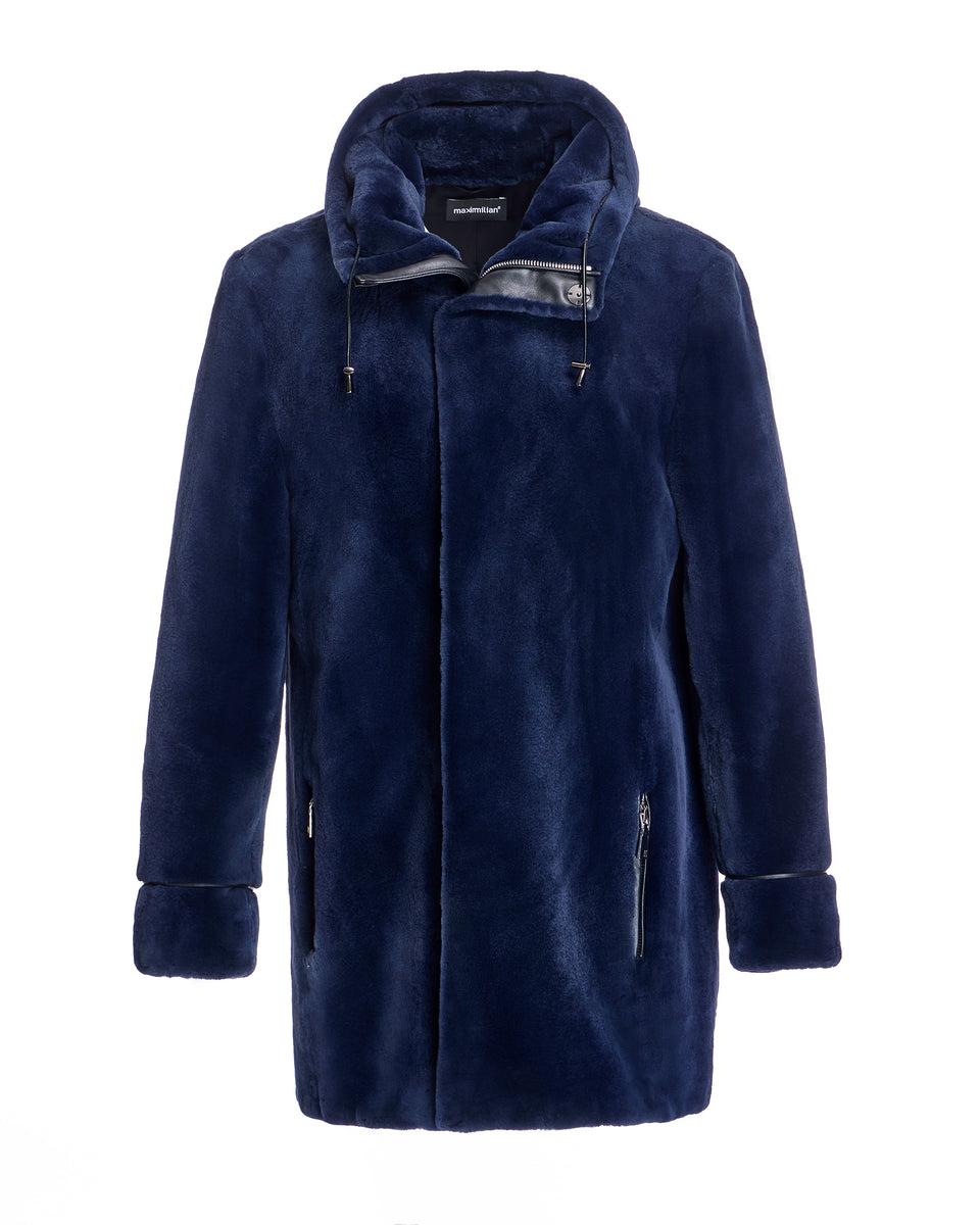 Men's Sheared Mink Hooded Coat Product Image