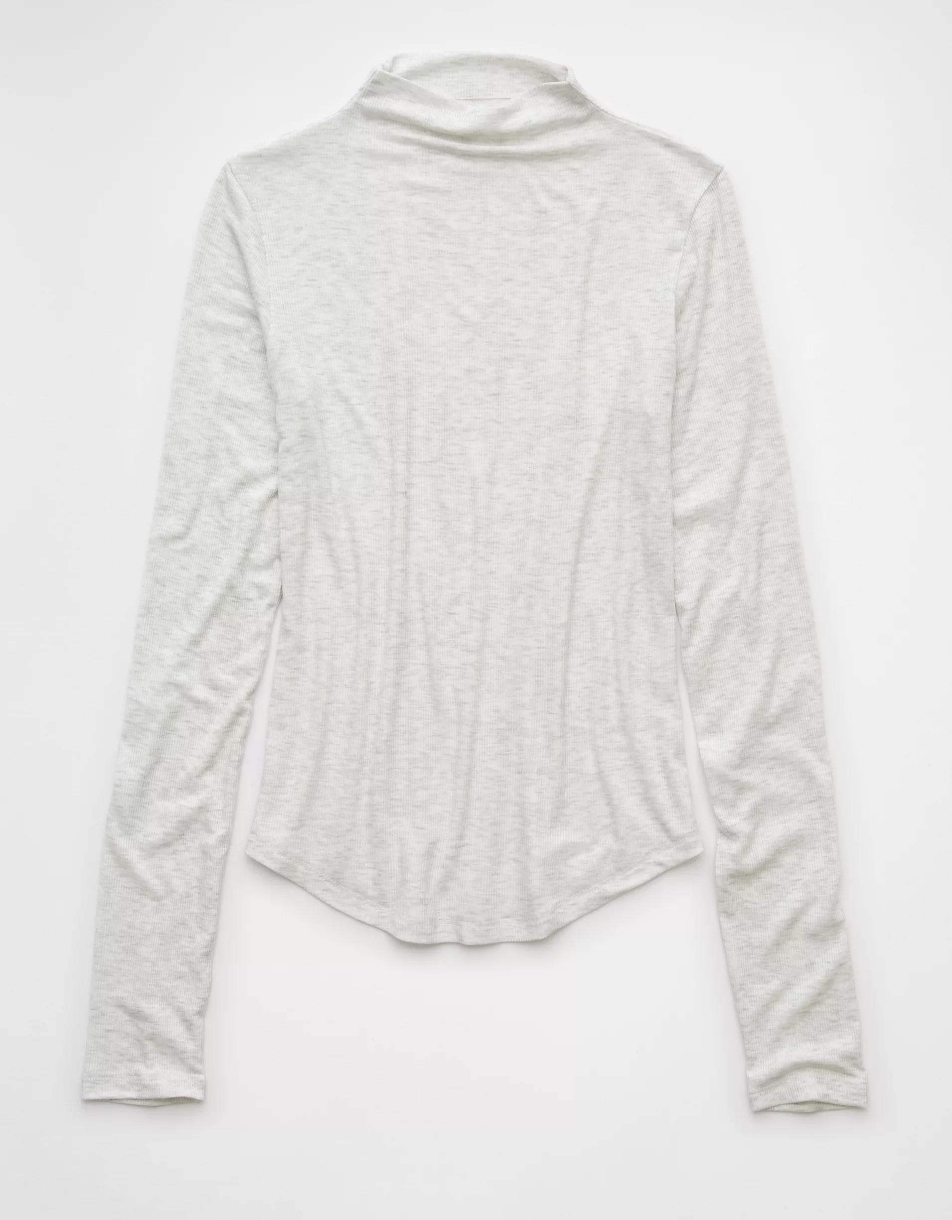 AE Soft & Sexy Long-Sleeve Mock Neck T-Shirt Product Image